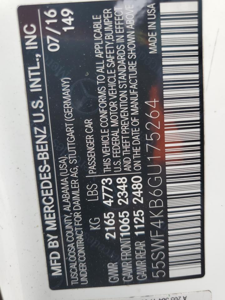 2016 Mercedes-Benz C 300 4Matic VIN: 55SWF4KB6GU175264 Lot: 62737004