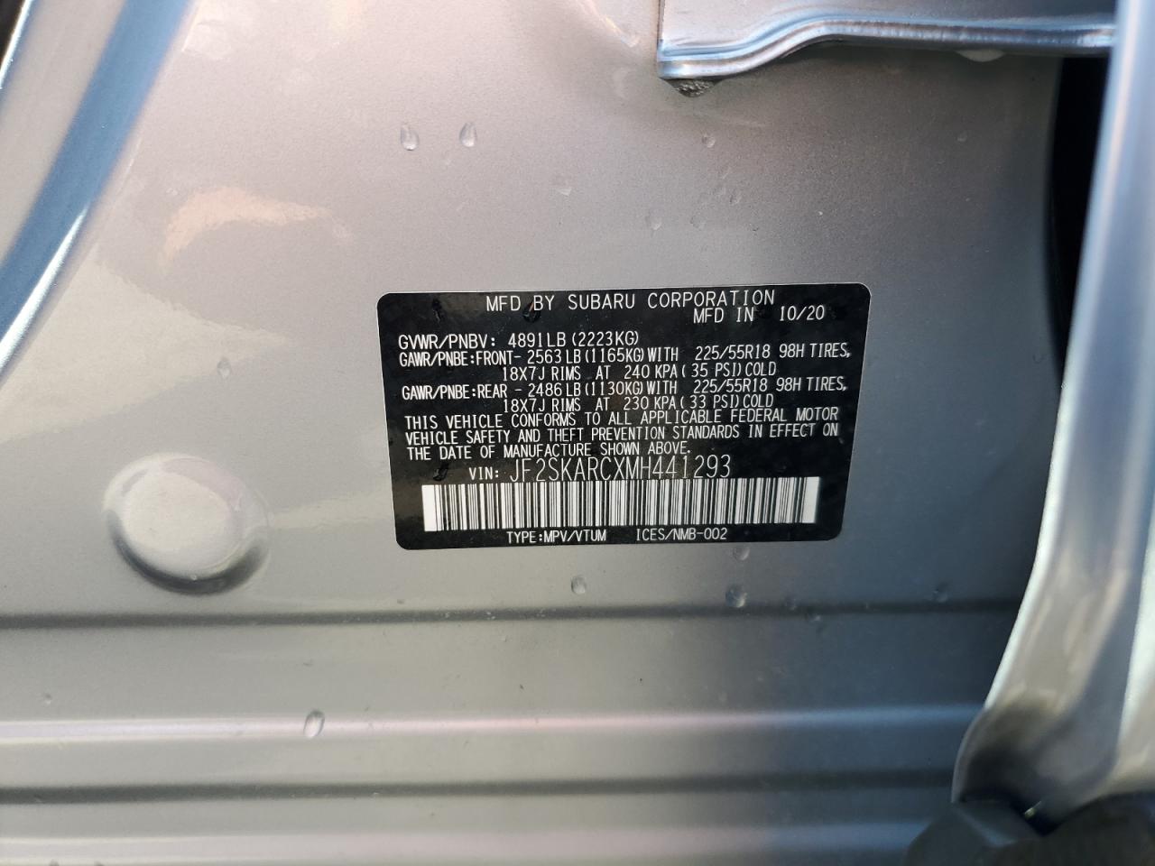 2021 Subaru Forester Sport VIN: JF2SKARCXMH441293 Lot: 61050744