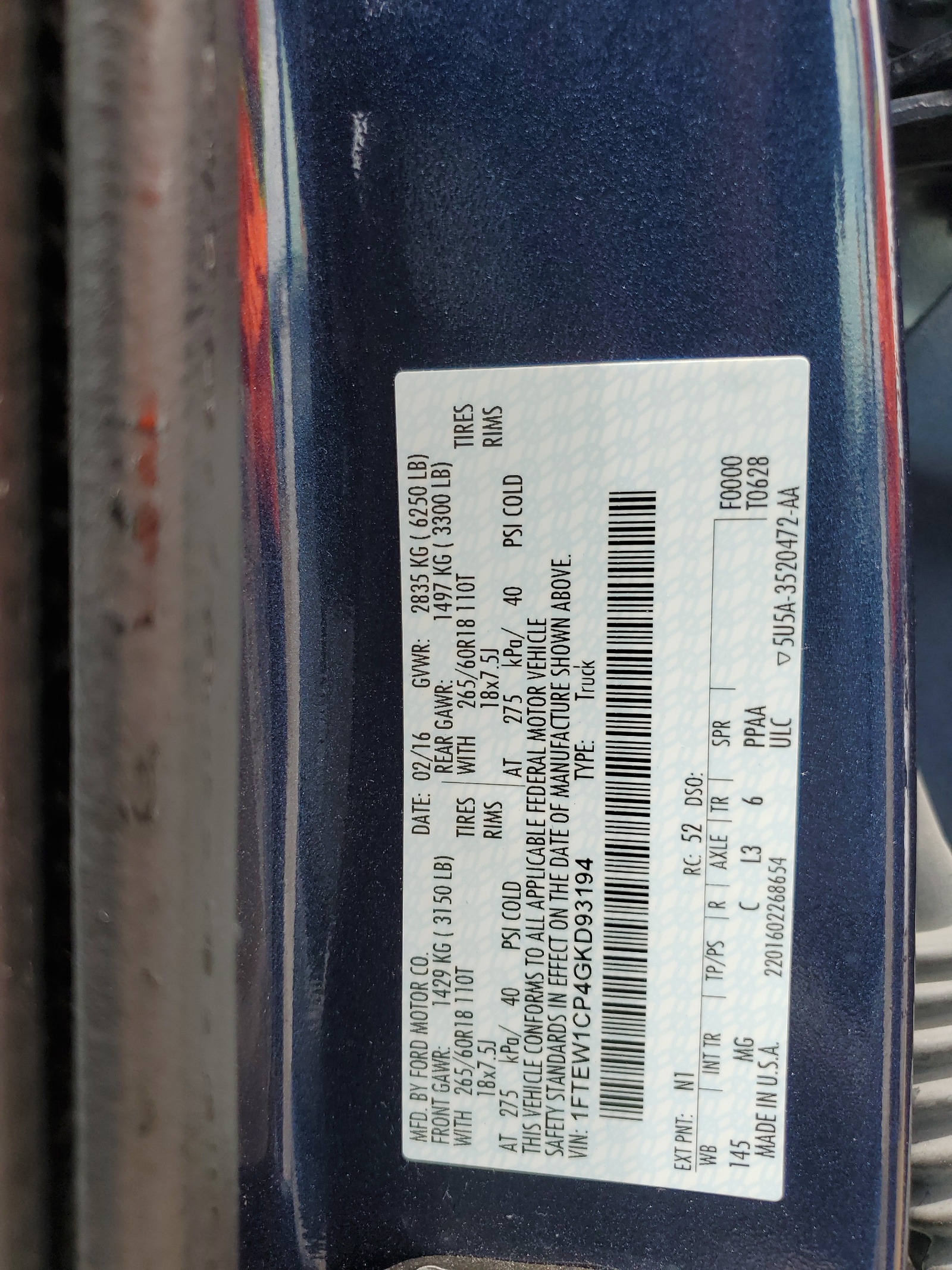 1FTEW1CP4GKD93194 2016 Ford F150 Supercrew