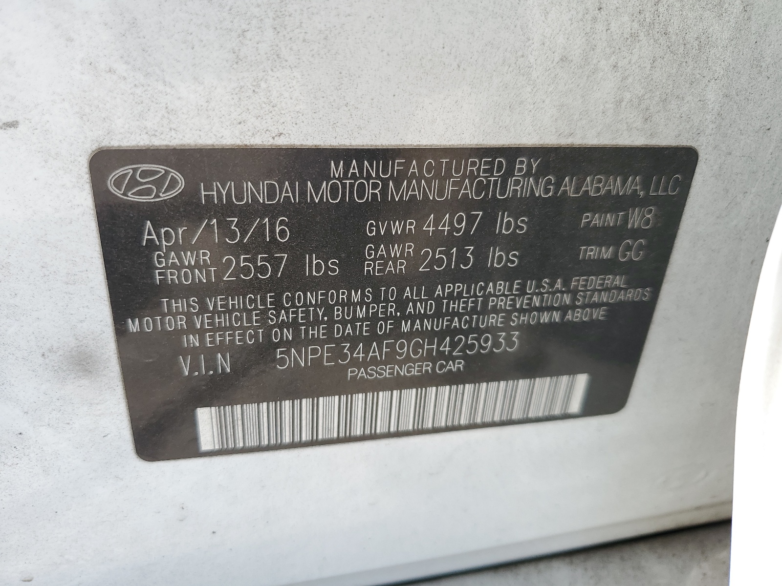 5NPE34AF9GH425933 2016 Hyundai Sonata Sport