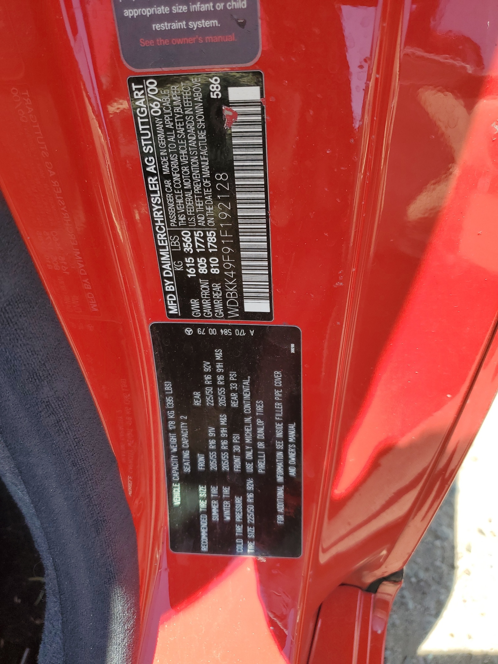 WDBKK49F91F192128 2001 Mercedes-Benz Slk 230 Kompressor