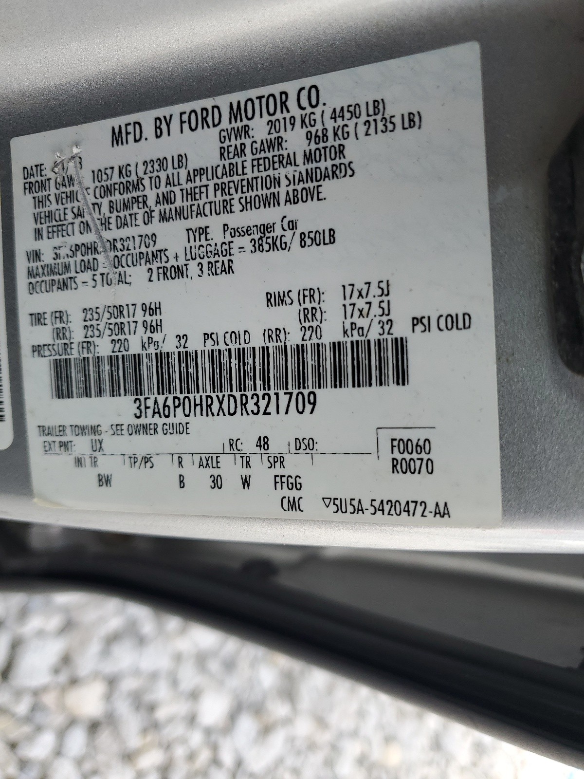 3FA6P0HRXDR321709 2013 Ford Fusion Se