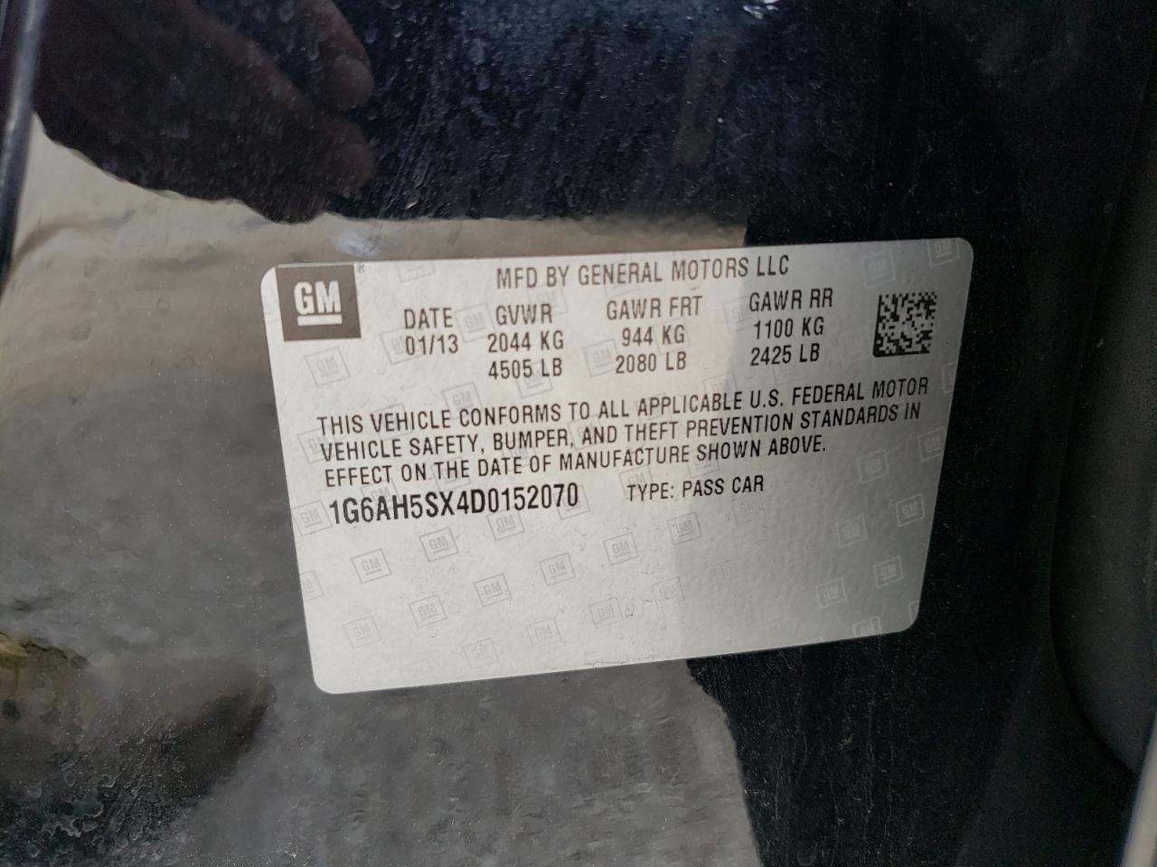 2013 Cadillac Ats Luxury VIN: 1G6AH5SX4D0152070 Lot: 61867874