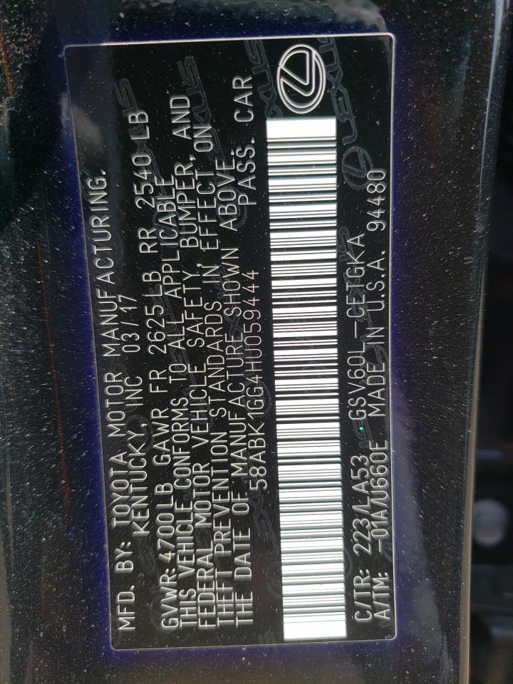 2017 Lexus Es 350 VIN: 58ABK1GG4HU059444 Lot: 64117254