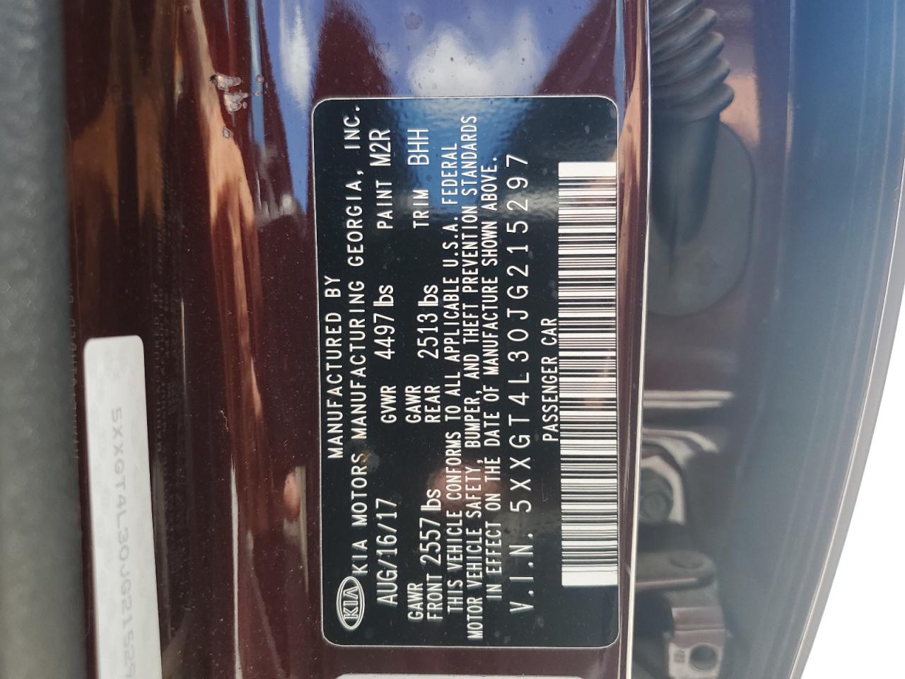 2018 Kia Optima Lx VIN: 5XXGT4L30JG215297 Lot: 62735104