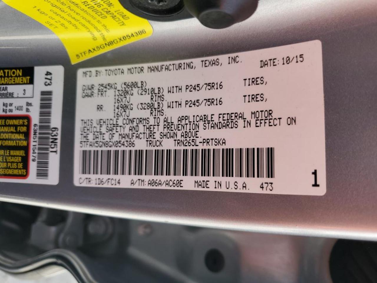 2016 Toyota Tacoma Double Cab VIN: 5TFAX5GN8GX054386 Lot: 64805144