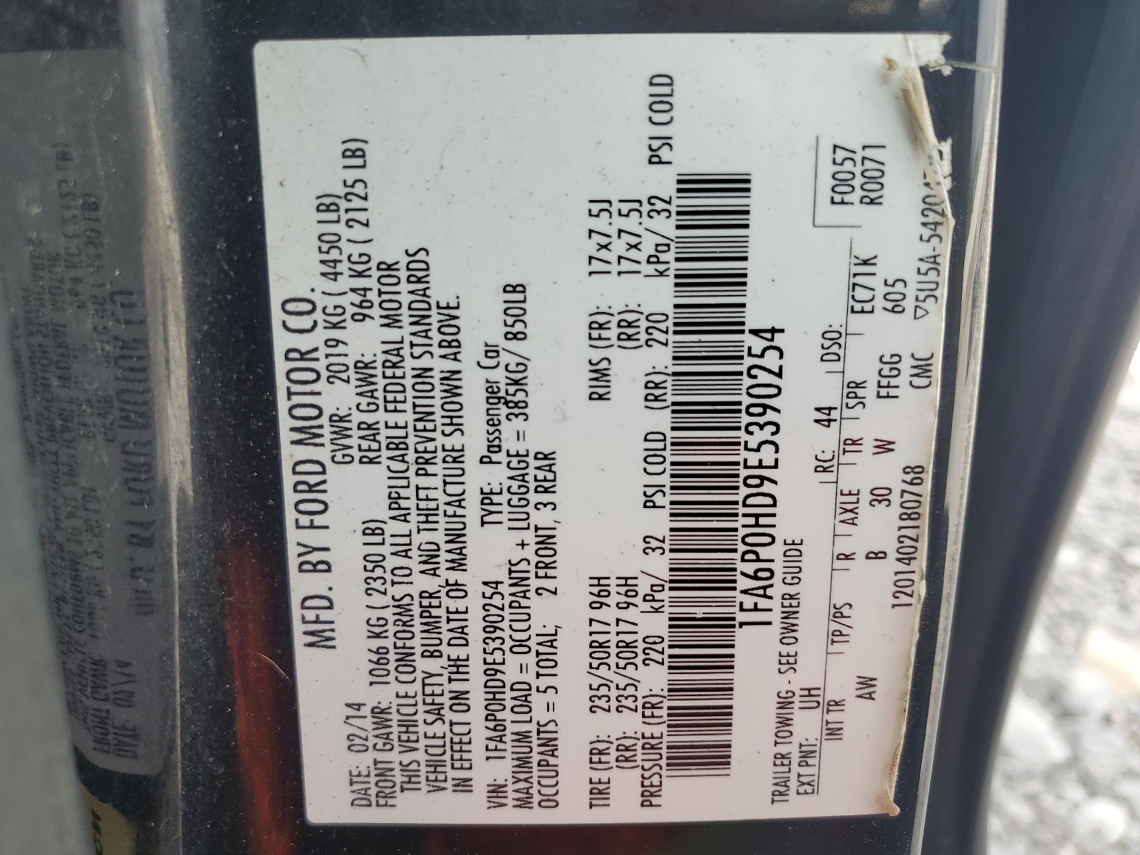 1FA6P0HD9E5390254 2014 Ford Fusion Se
