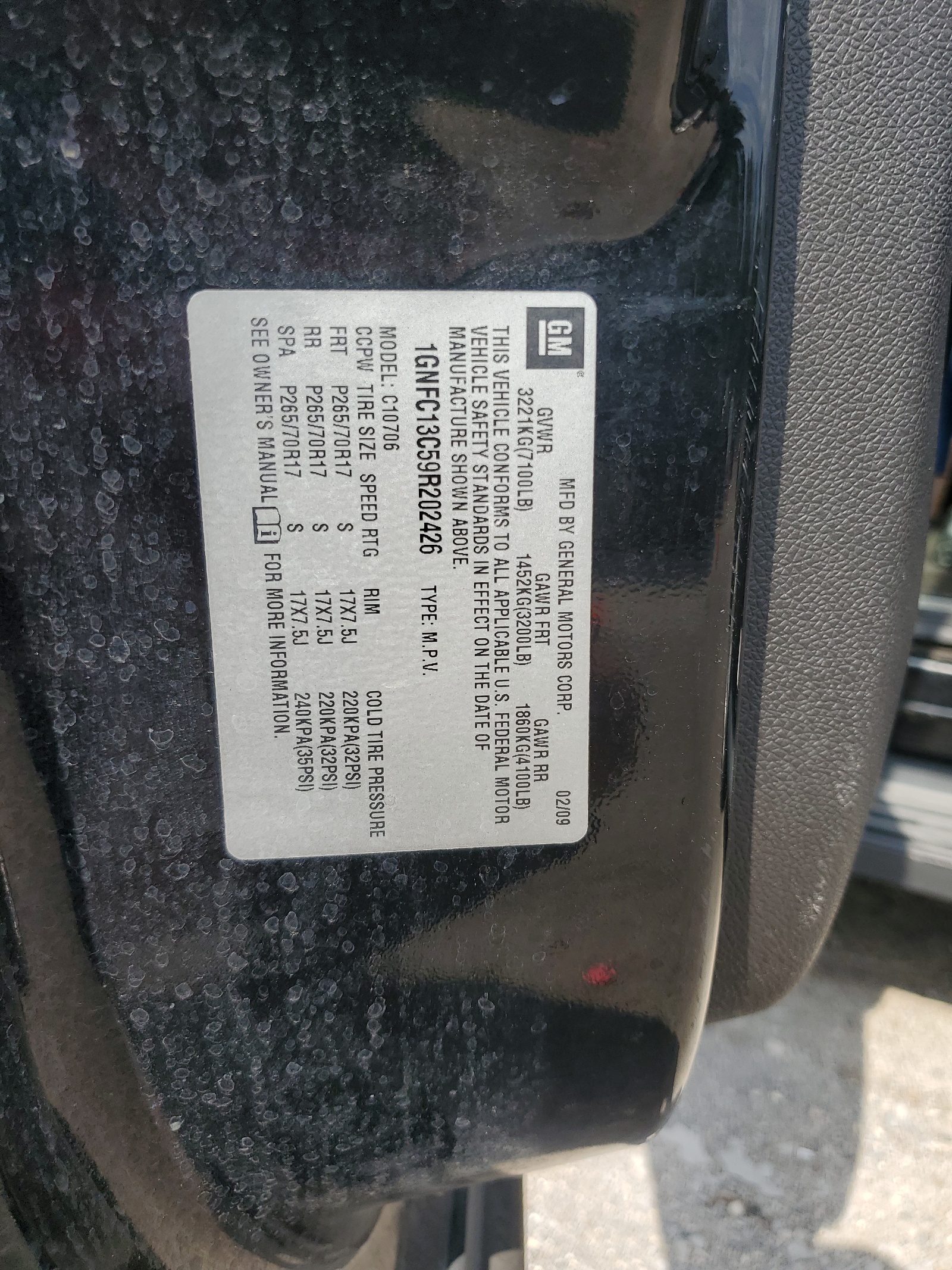 1GNFC13C59R202426 2009 Chevrolet Tahoe C1500 Ls