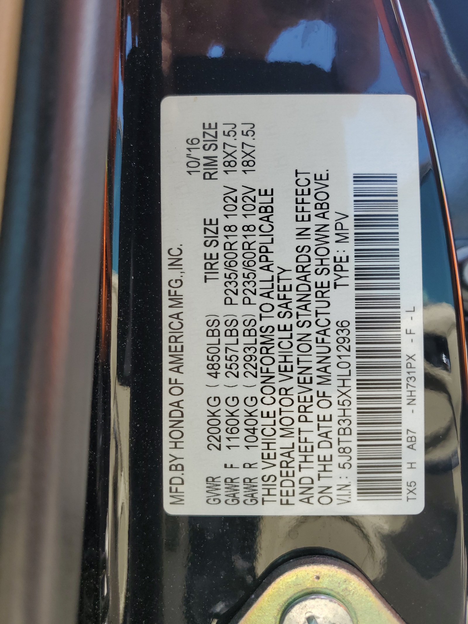 5J8TB3H5XHL012936 2017 Acura Rdx Technology