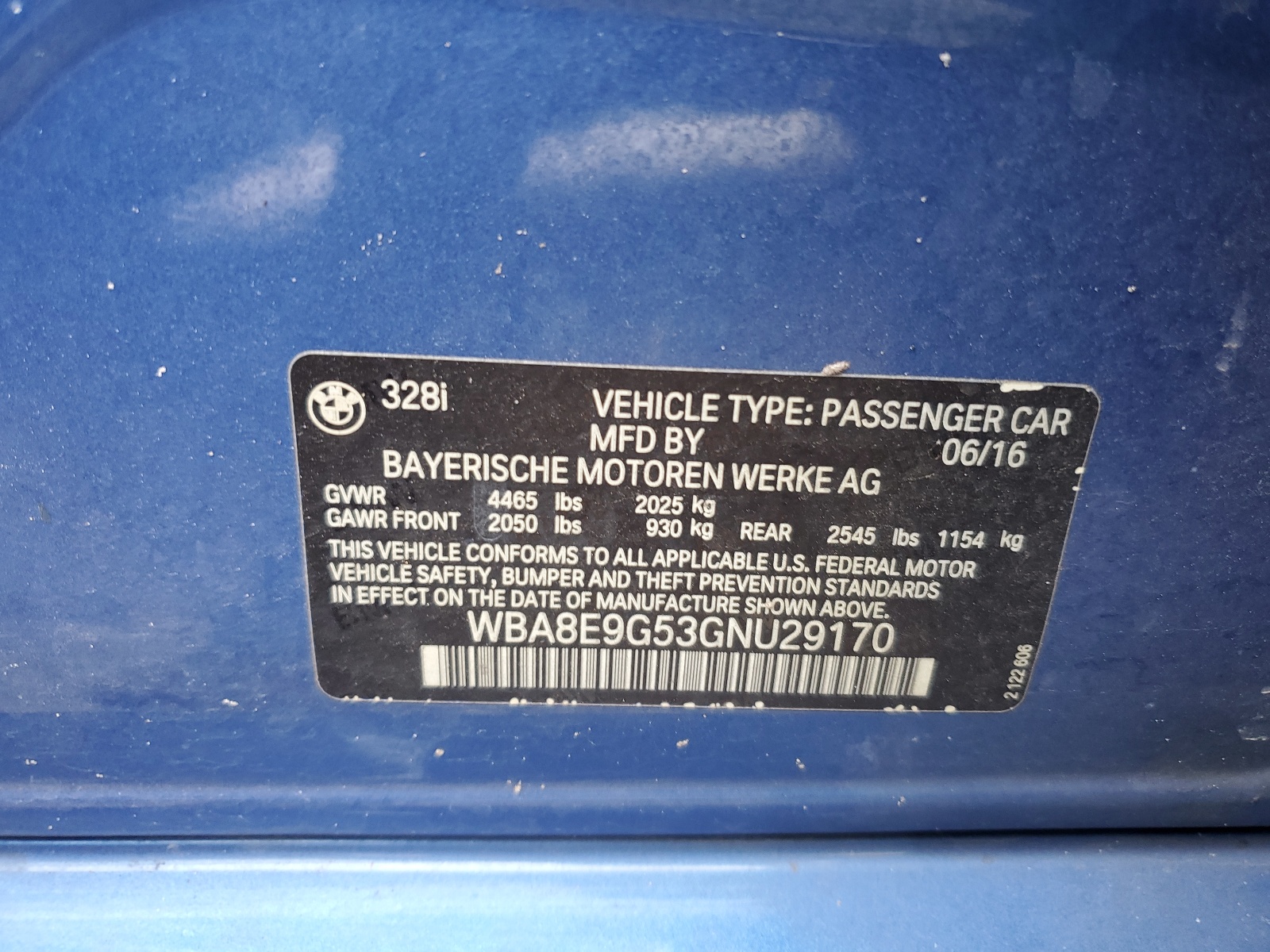 WBA8E9G53GNU29170 2016 BMW 328 I Sulev