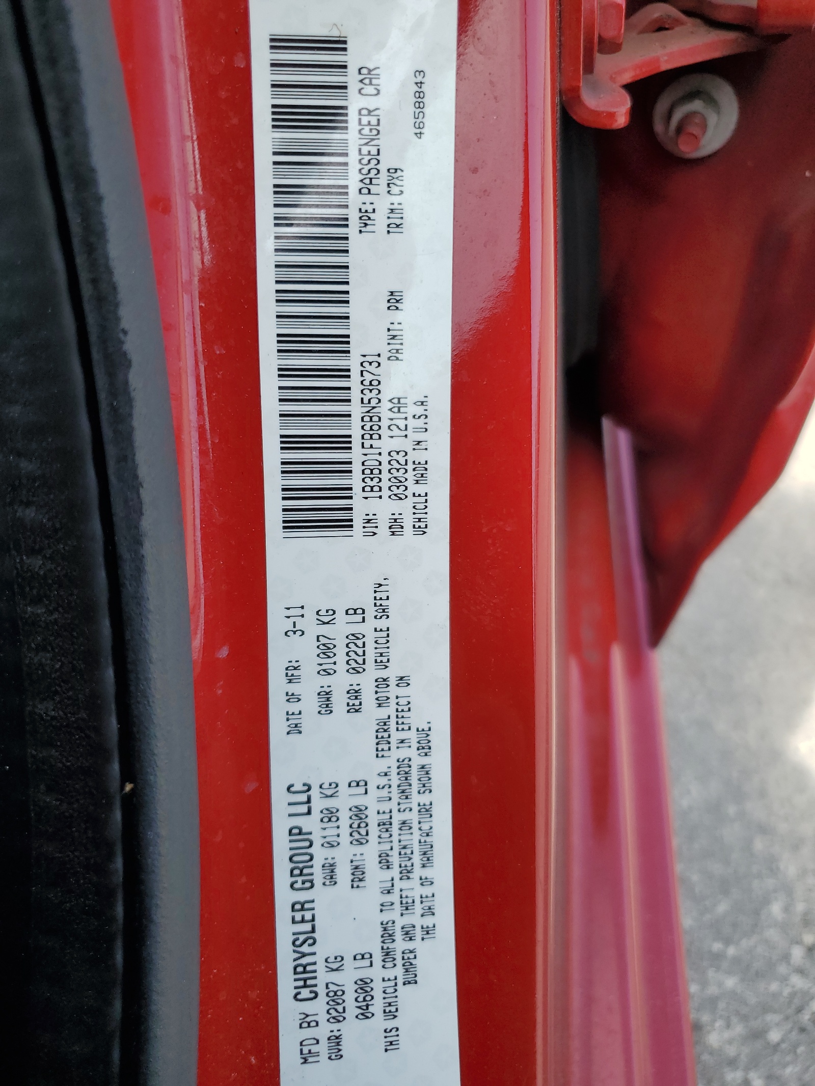 1B3BD1FB6BN536731 2011 Dodge Avenger Mainstreet