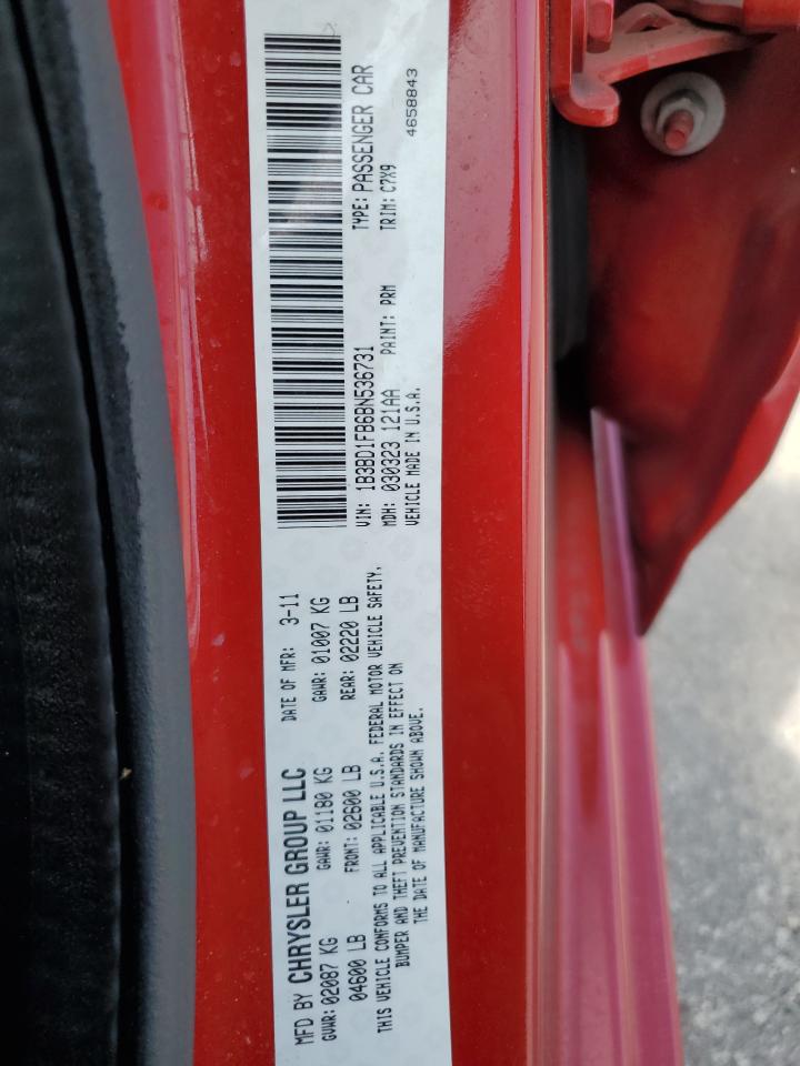 2011 Dodge Avenger Mainstreet VIN: 1B3BD1FB6BN536731 Lot: 64868524