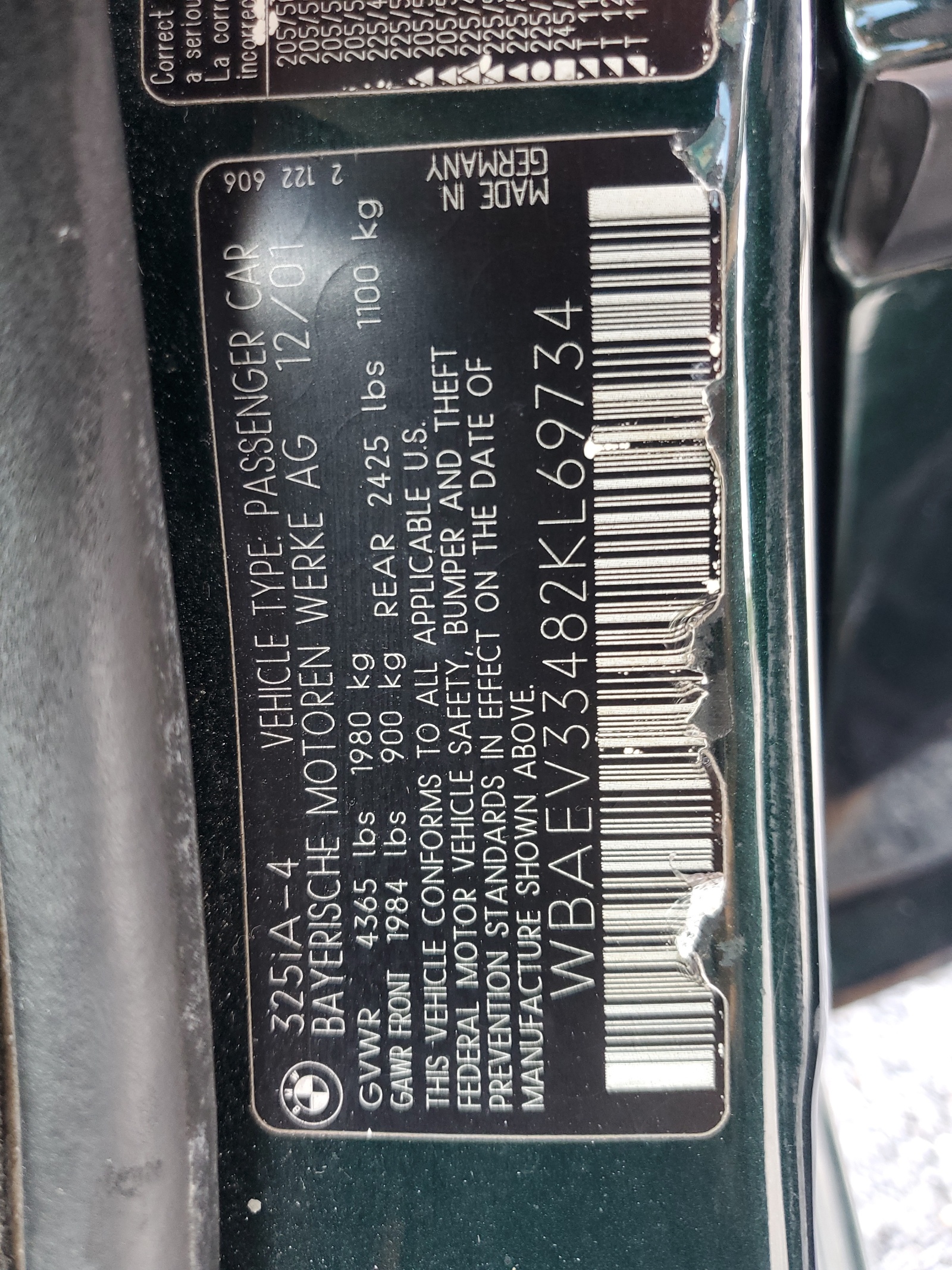 WBAEV33482KL69734 2002 BMW 325 I