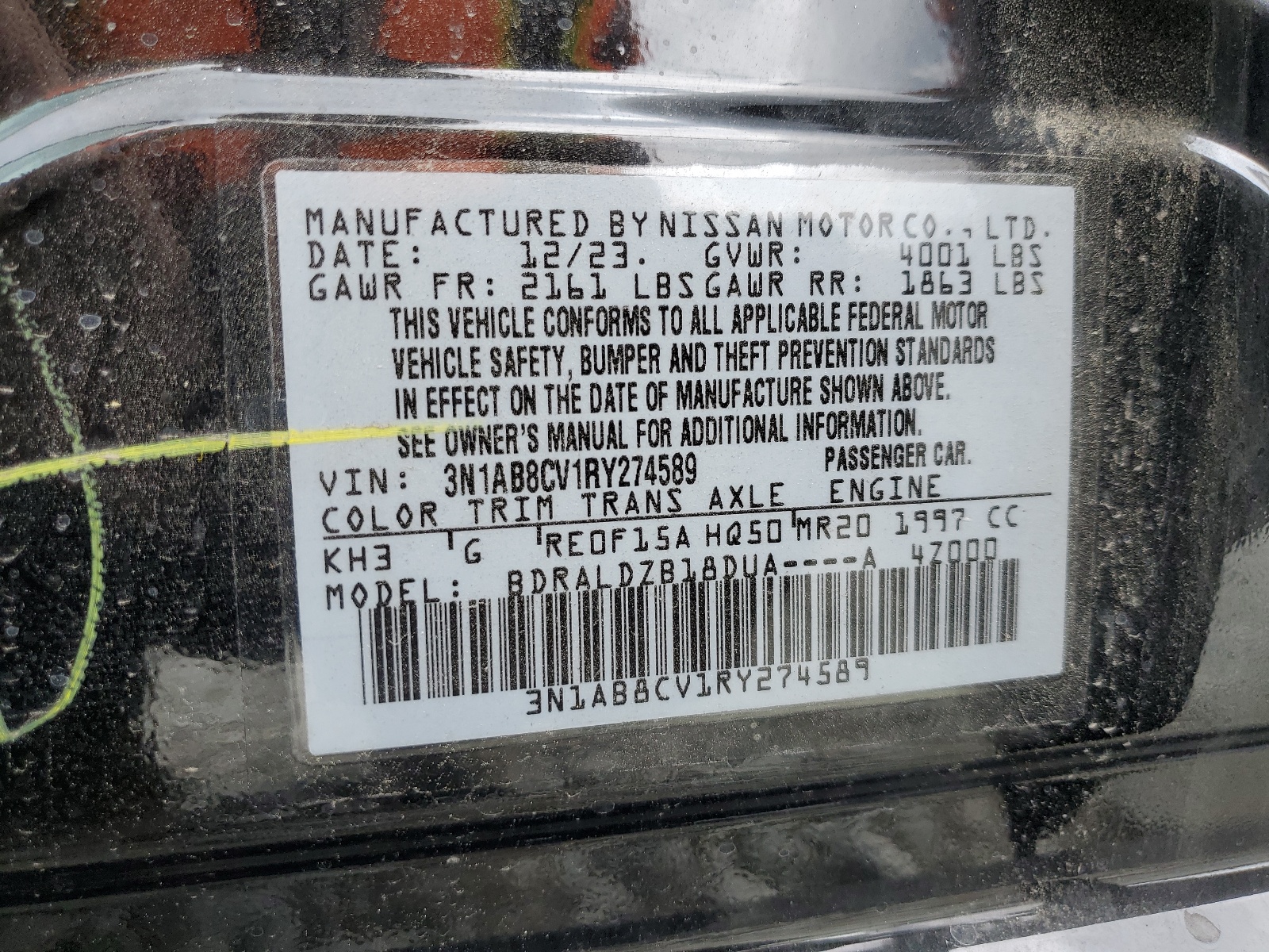 3N1AB8CV1RY274589 2024 Nissan Sentra Sv