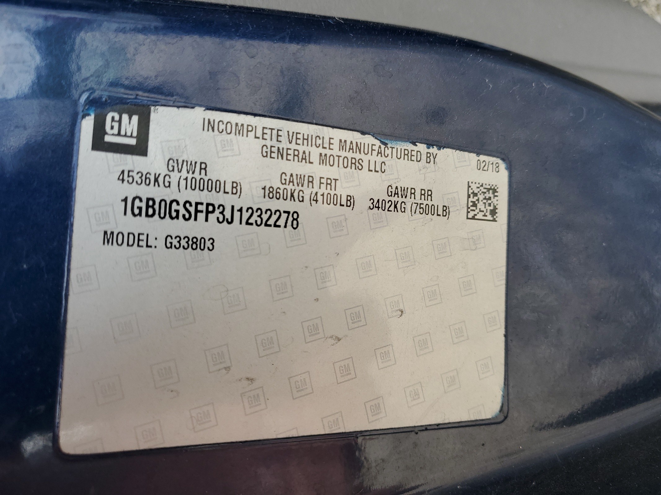 1GB0GSFP3J1232278 2018 Chevrolet Express G3500