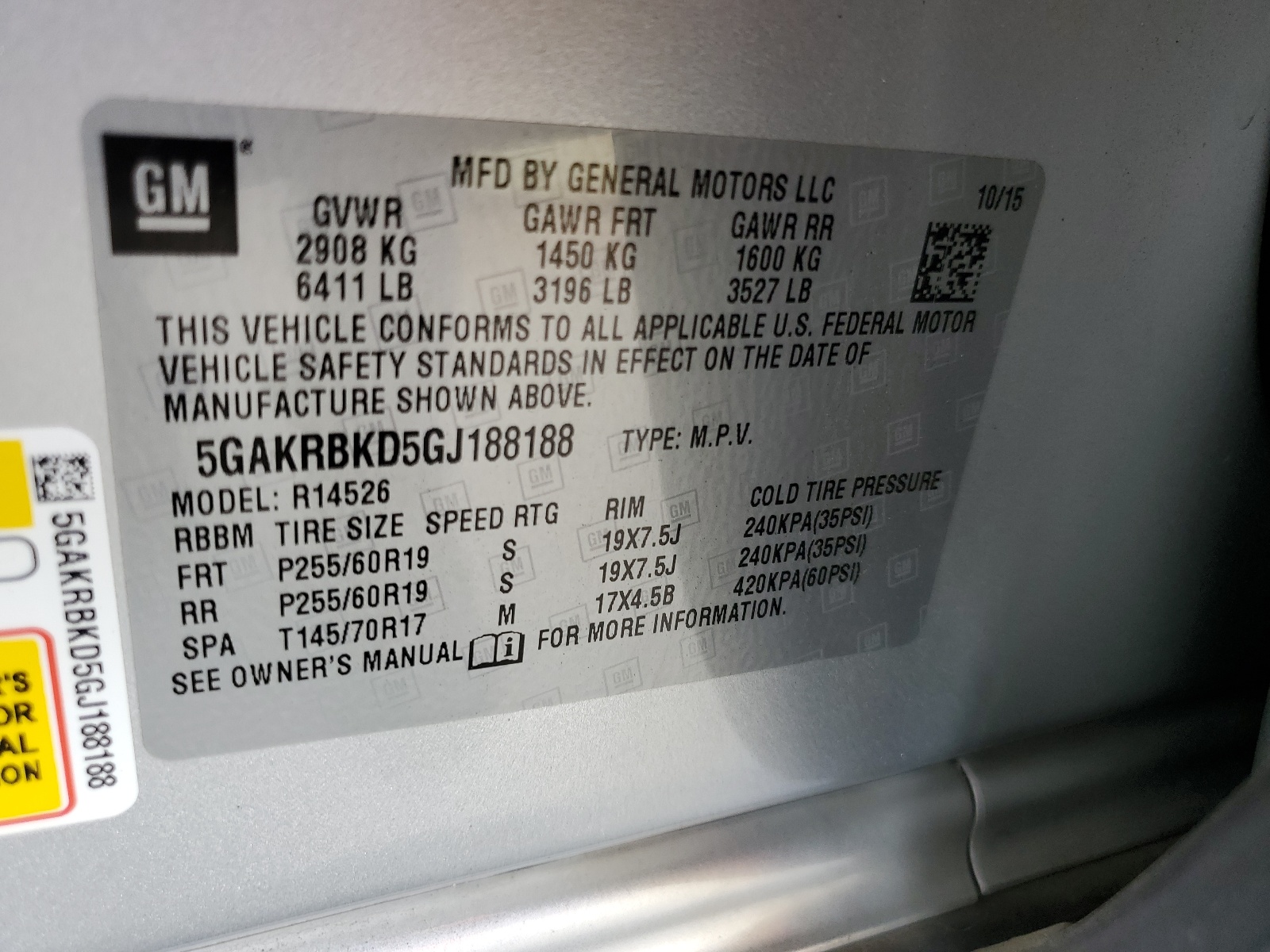 5GAKRBKD5GJ188188 2016 Buick Enclave