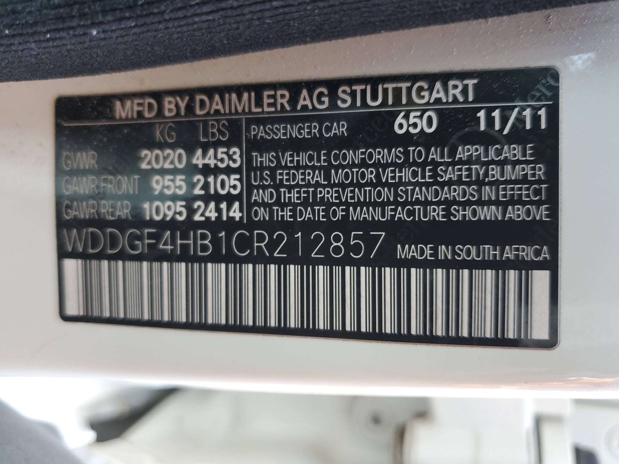 WDDGF4HB1CR212857 2012 Mercedes-Benz C 250