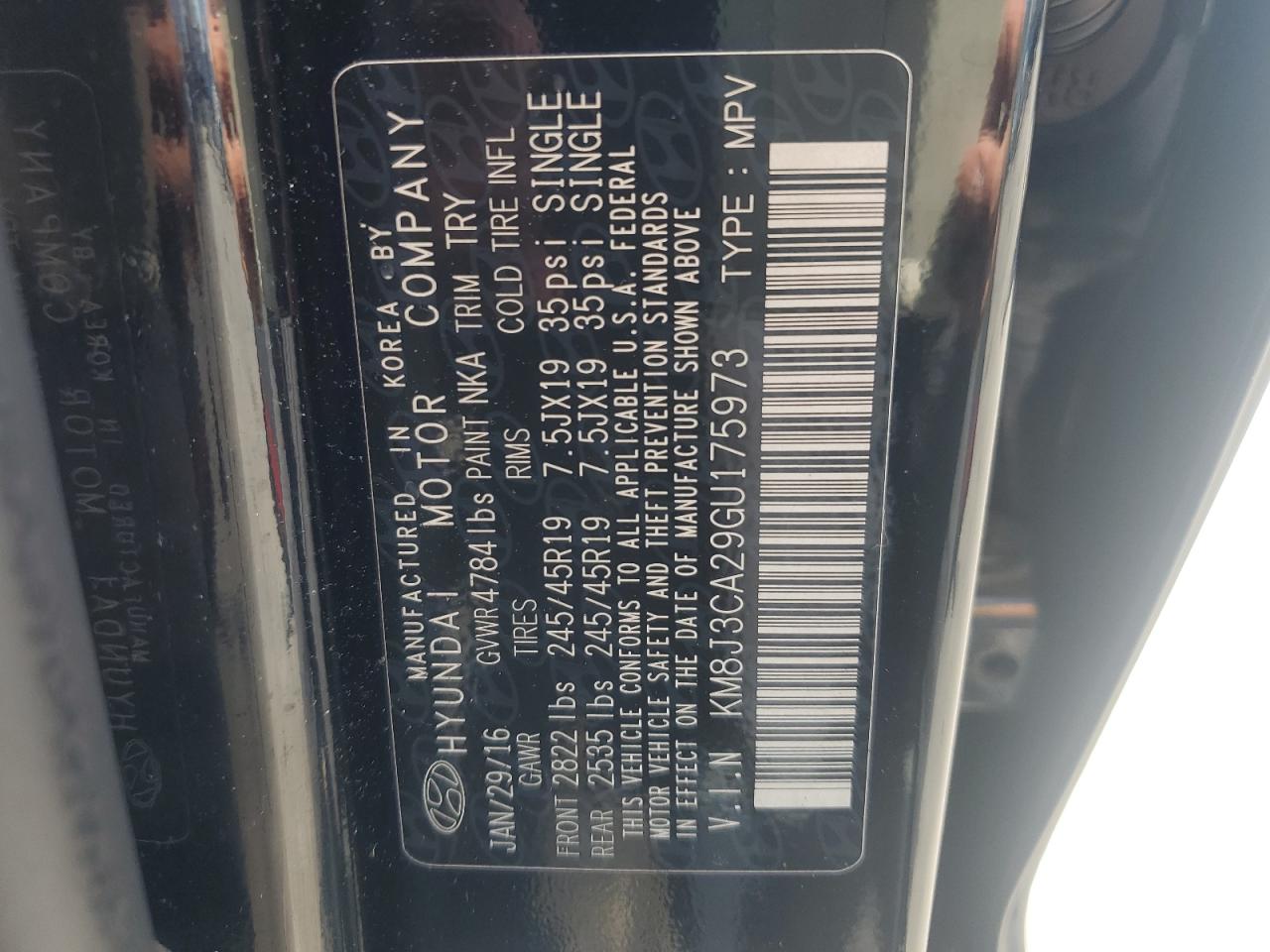 2016 Hyundai Tucson Limited VIN: KM8J3CA29GU175973 Lot: 64935804