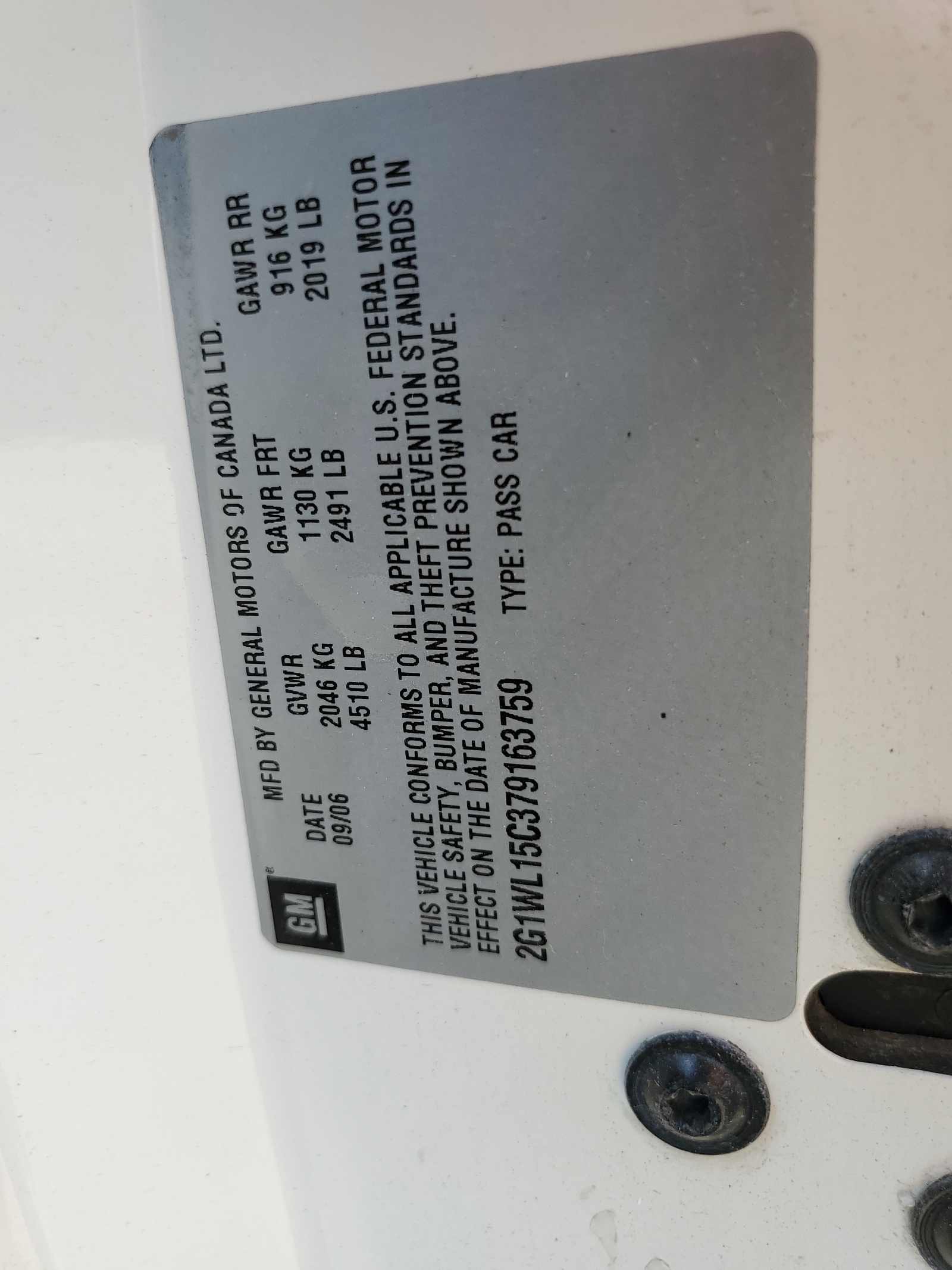 2G1WL15C379163759 2007 Chevrolet Monte Carlo Ss