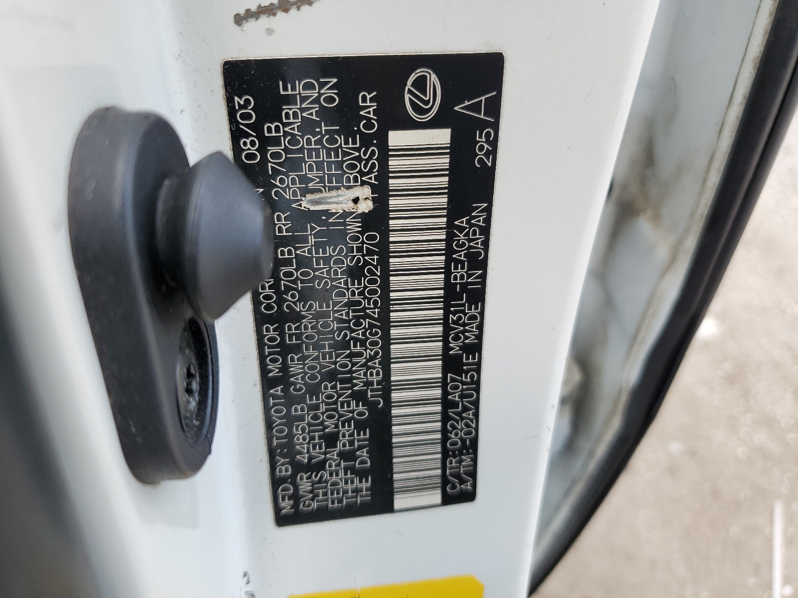 JTHBA30G745002470 2004 Lexus Es 330