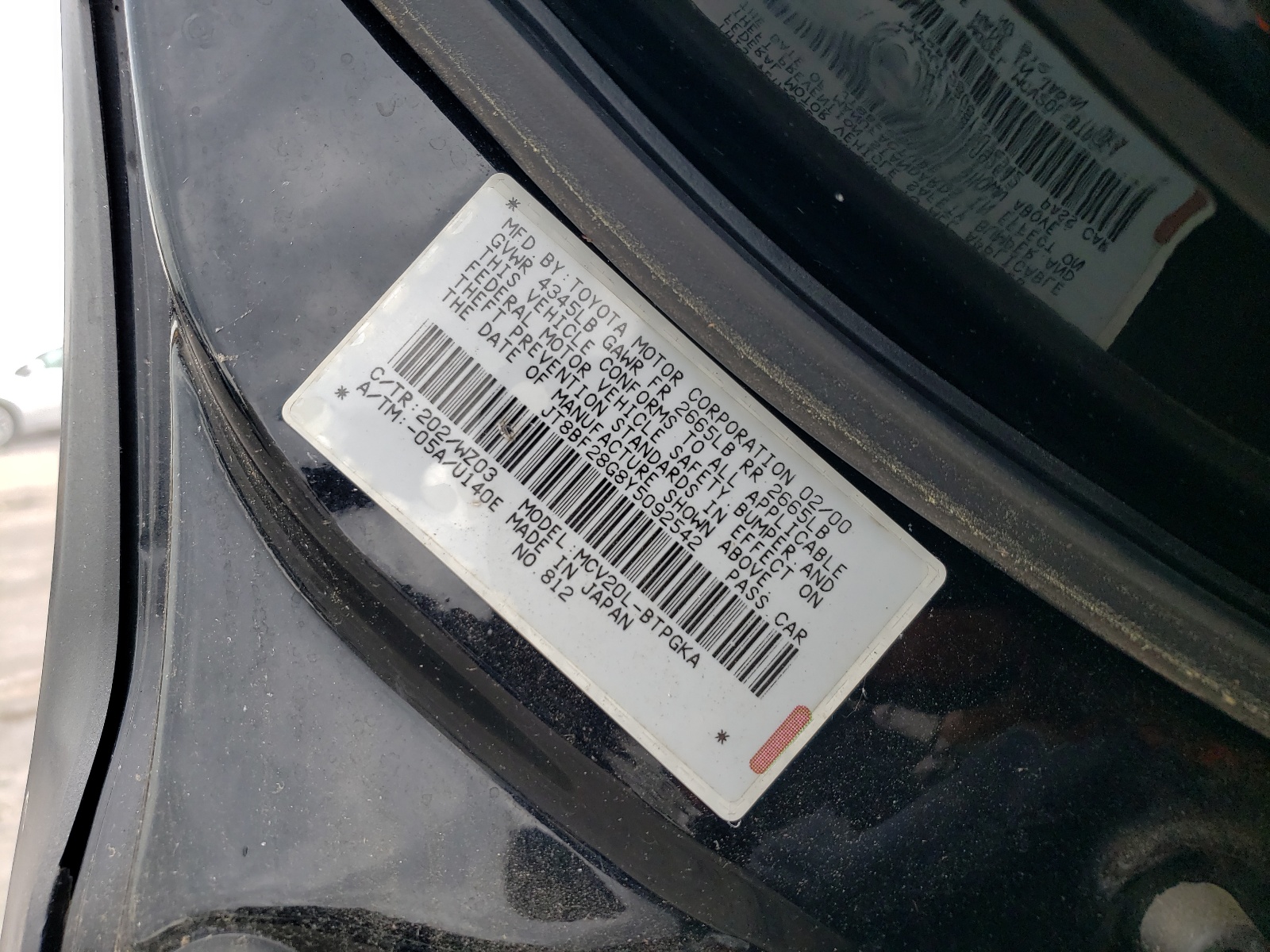 JT8BF28G8Y5092542 2000 Lexus Es 300