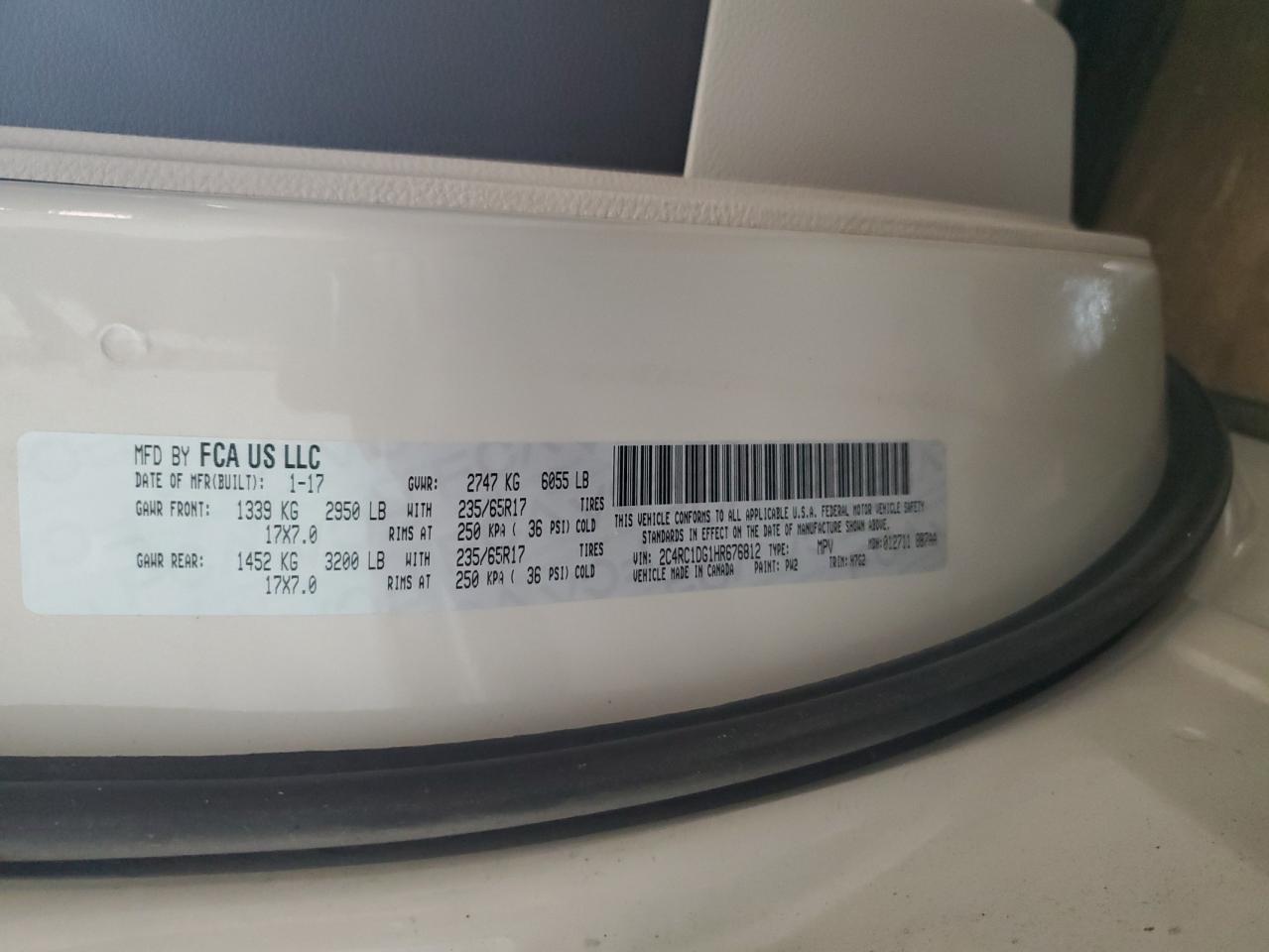 2017 Chrysler Pacifica Touring VIN: 2C4RC1DG1HR676812 Lot: 63995724