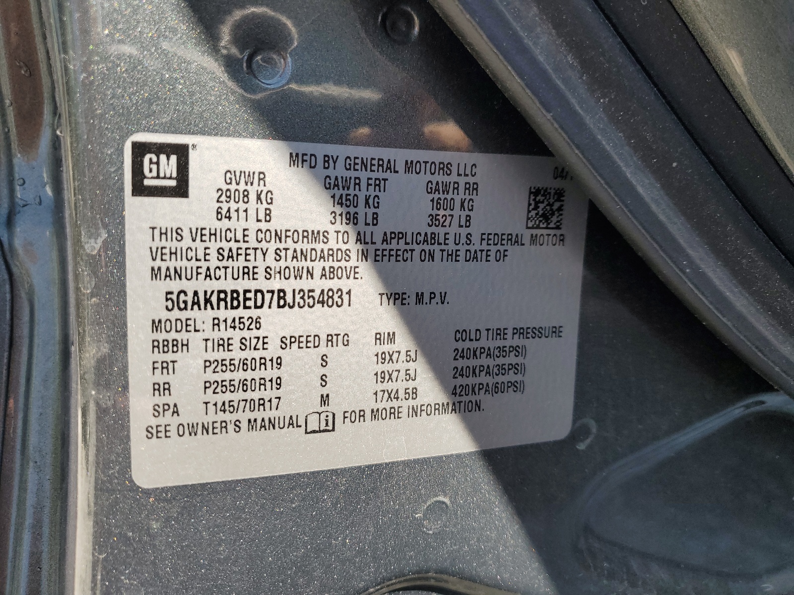 5GAKRBED7BJ354831 2011 Buick Enclave Cxl