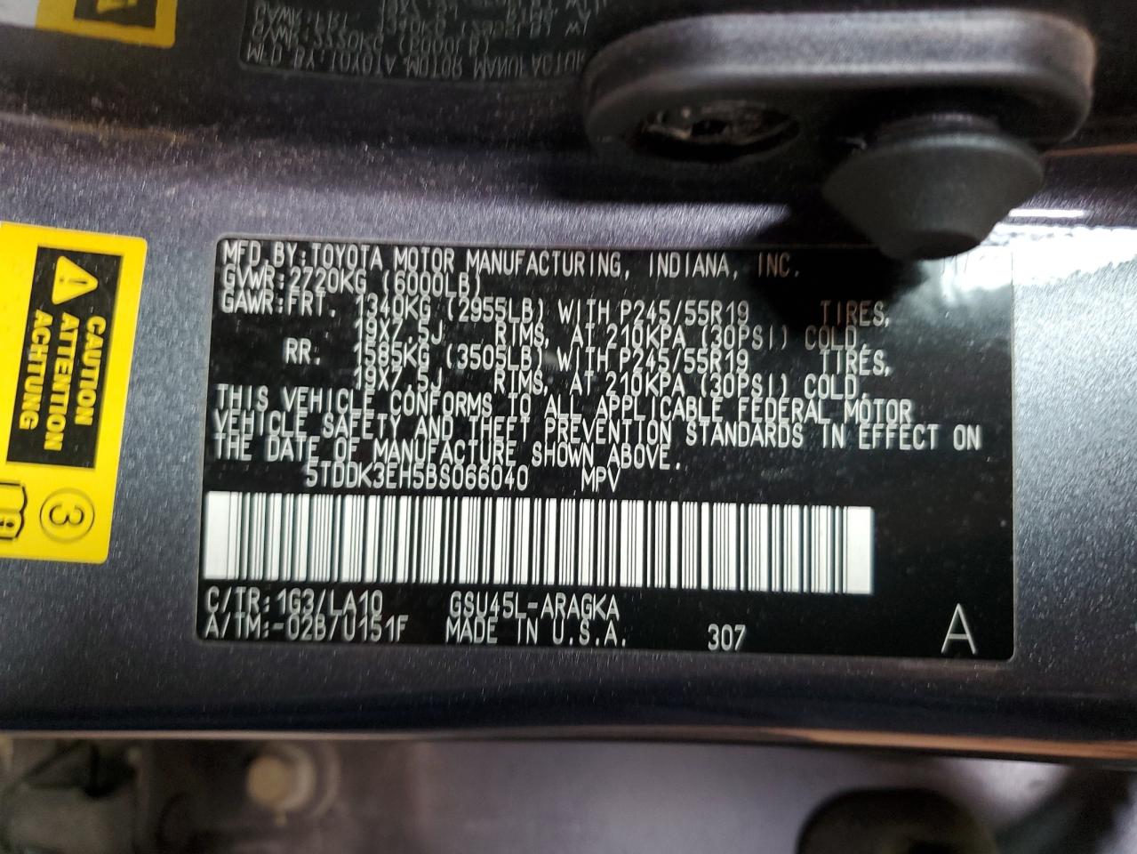 2011 Toyota Highlander Limited VIN: 5TDDK3EH5BS066040 Lot: 61289314