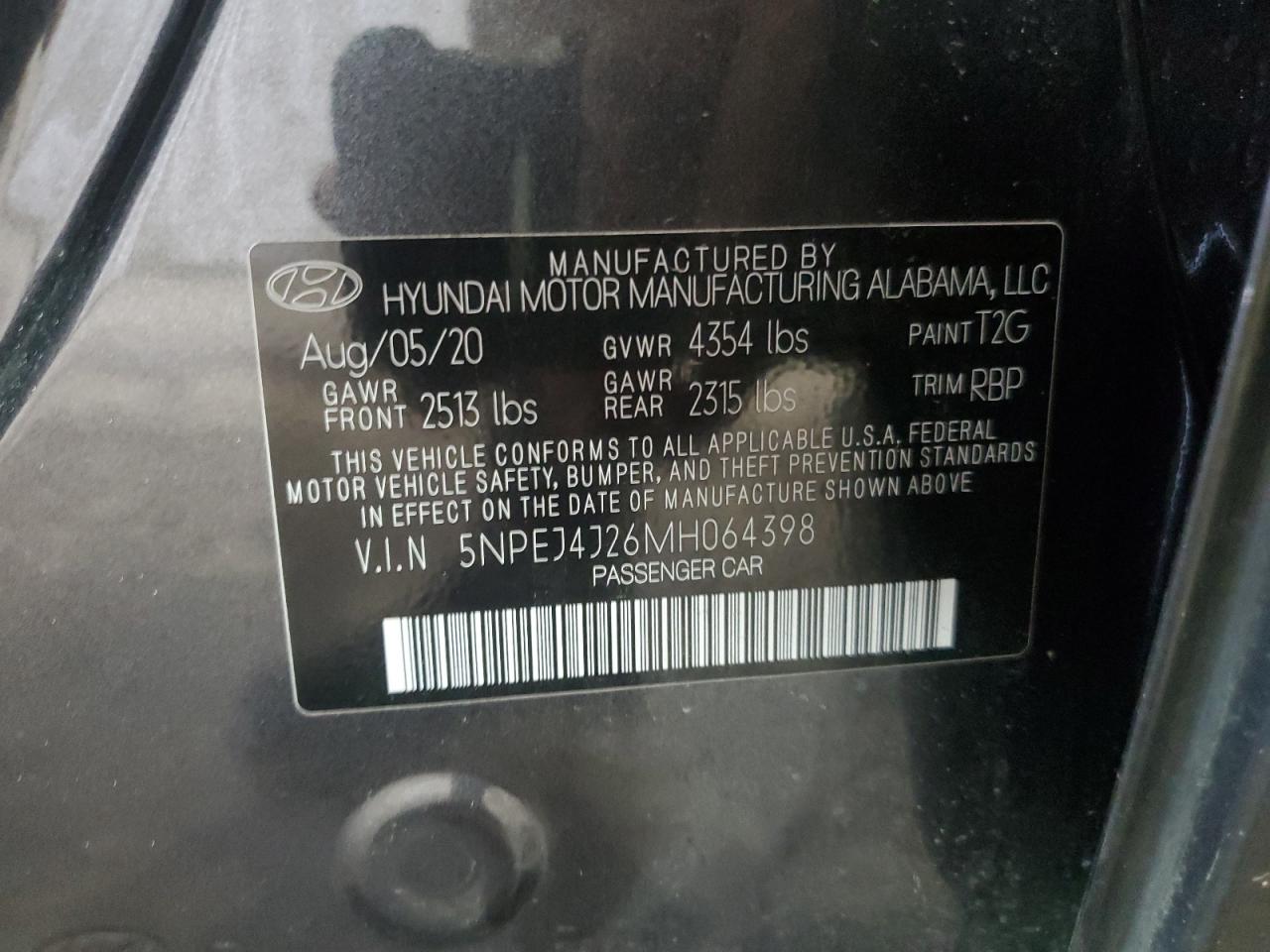 2021 Hyundai Sonata Sel Plus VIN: 5NPEJ4J26MH064398 Lot: 64144704