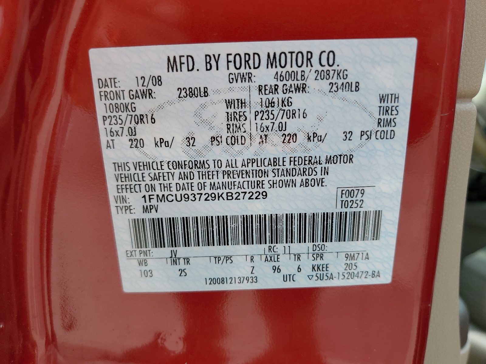 1FMCU93729KB27229 2009 Ford Escape Xlt