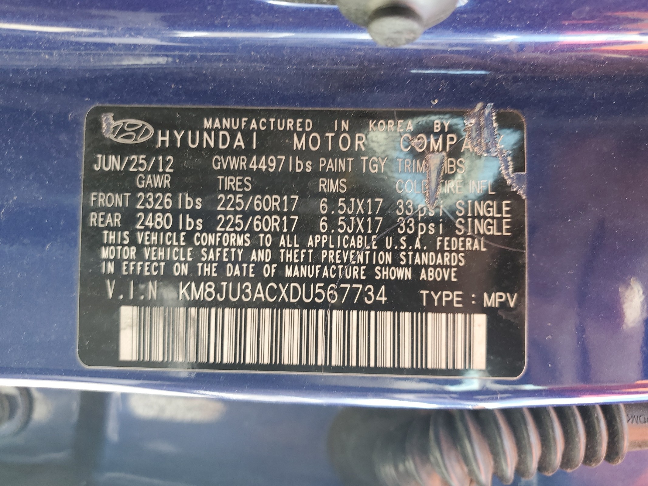 KM8JU3ACXDU567734 2013 Hyundai Tucson Gls