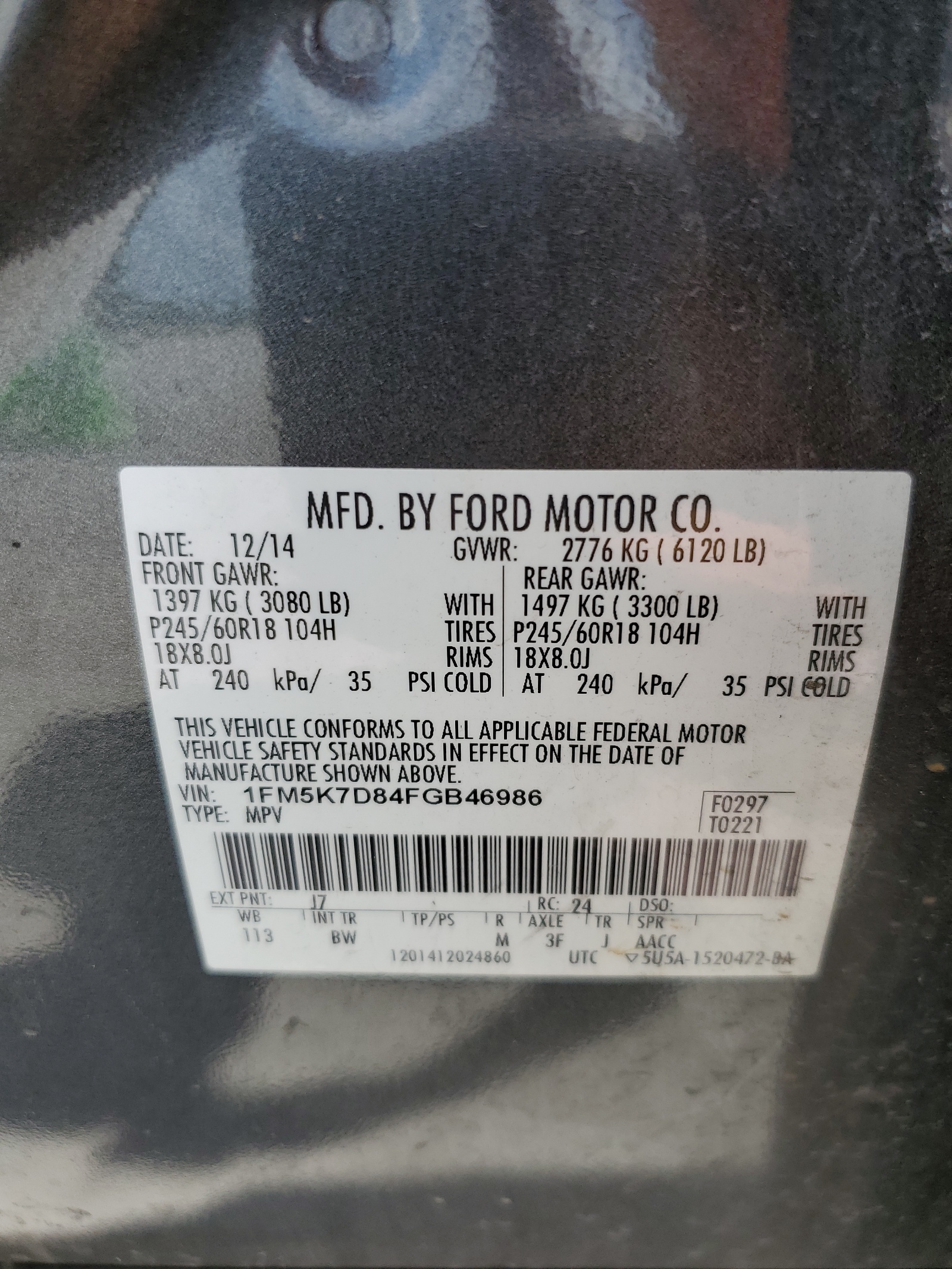 1FM5K7D84FGB46986 2015 Ford Explorer Xlt