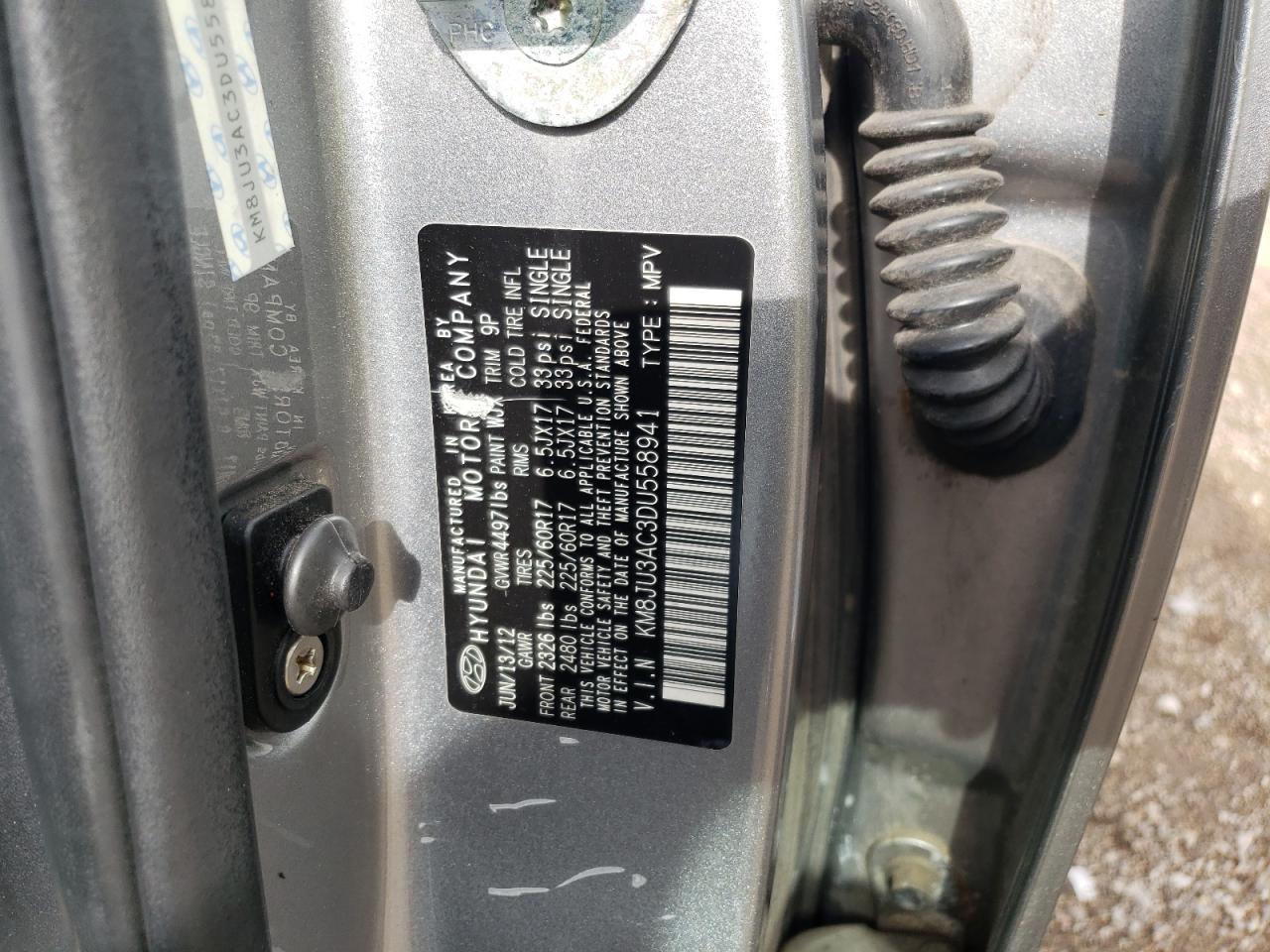 2013 Hyundai Tucson Gls VIN: KM8JU3AC3DU558941 Lot: 61696154