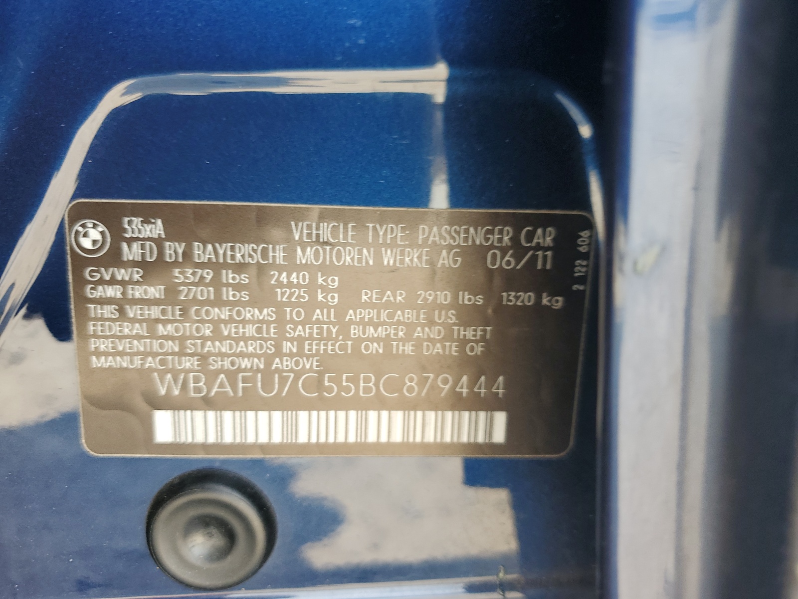 WBAFU7C55BC879444 2011 BMW 535 Xi