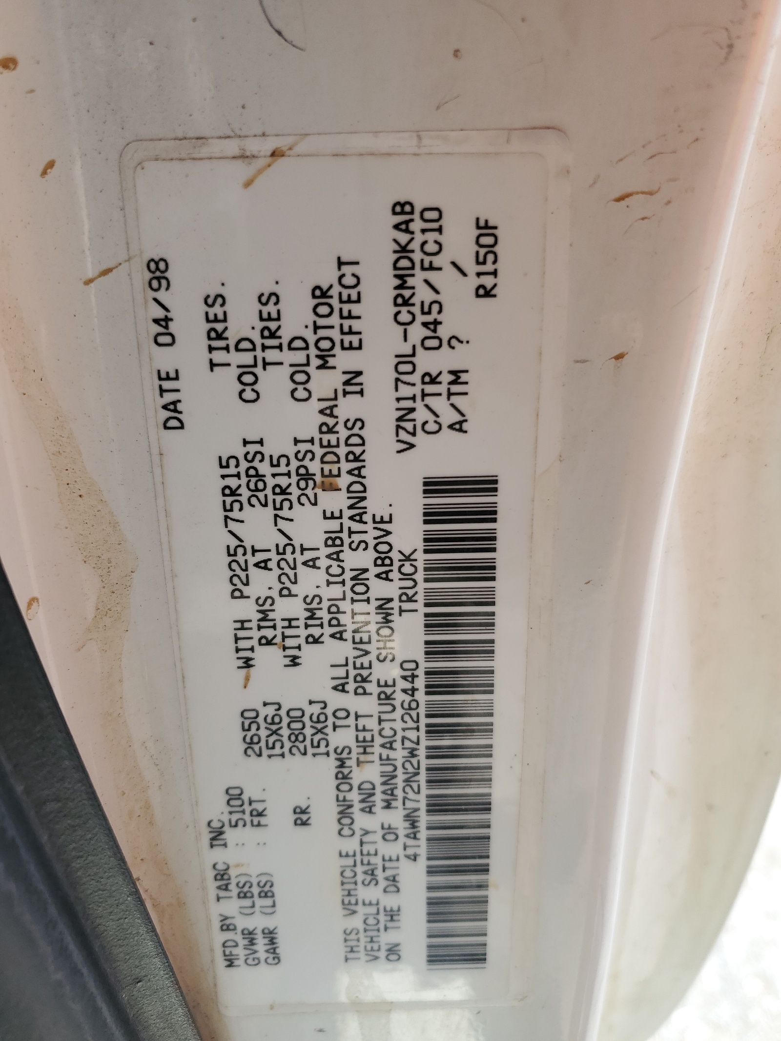 4TAWN72N2WZ126440 1998 Toyota Tacoma Xtracab