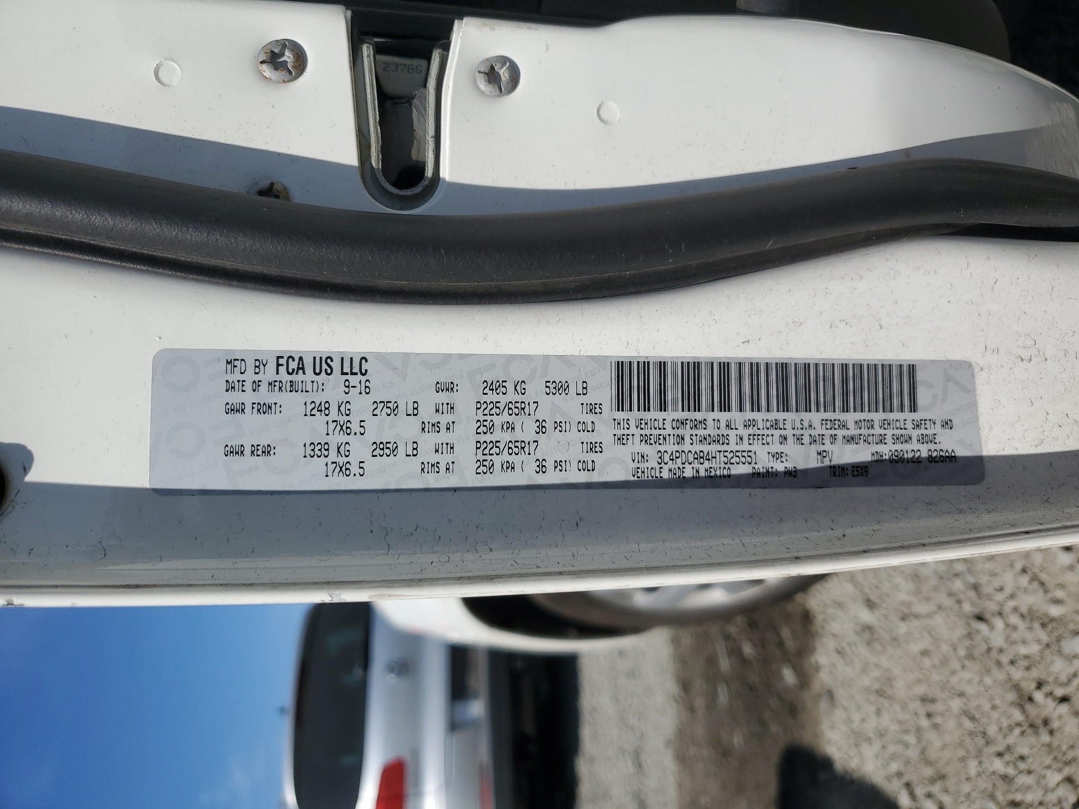 3C4PDCAB4HT525551 2017 Dodge Journey Se