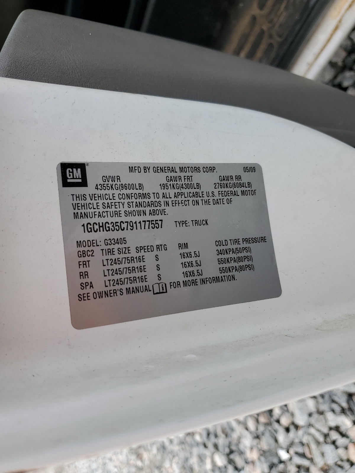 1GCHG35C791177557 2009 Chevrolet Express G3500