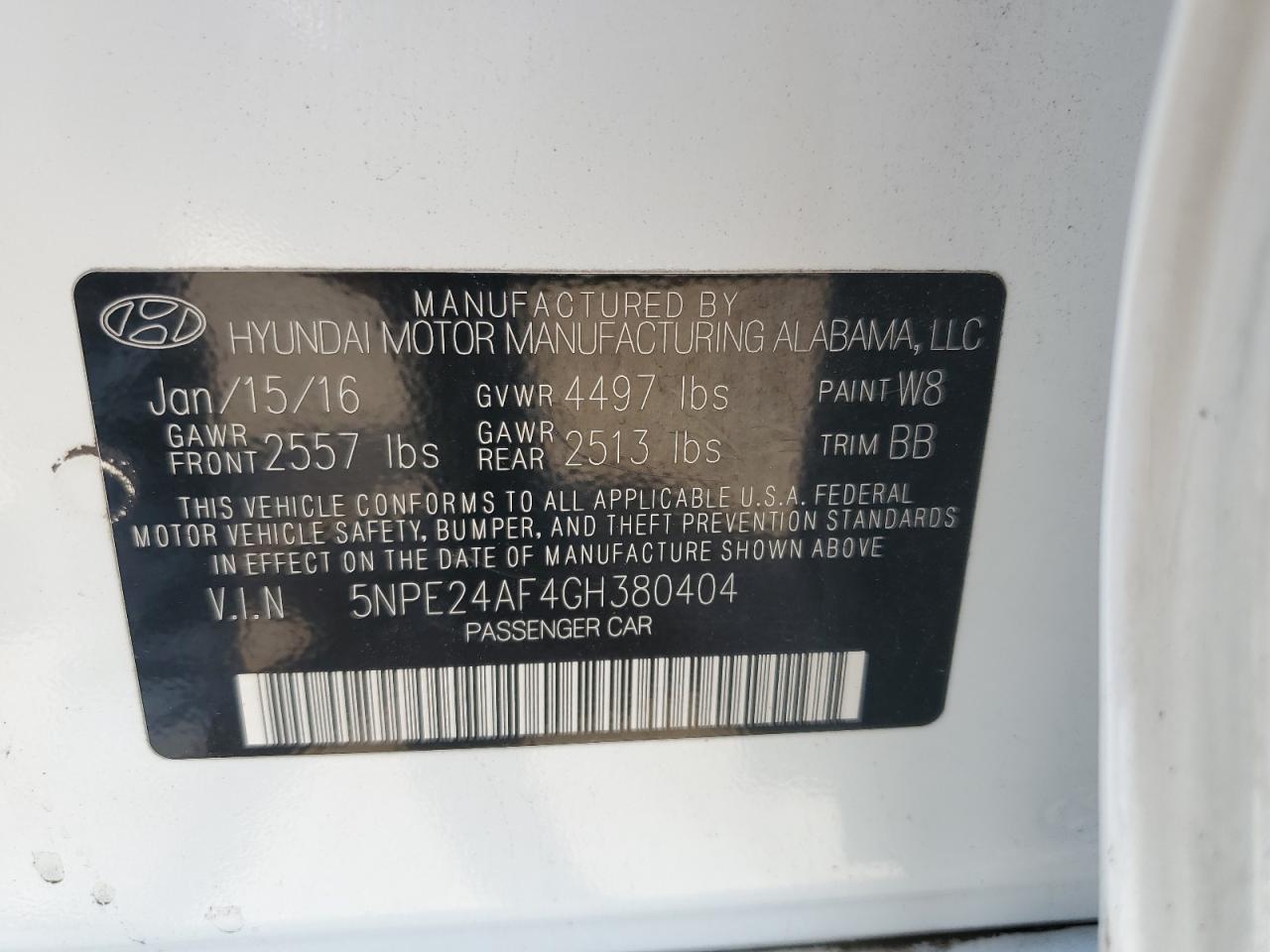 5NPE24AF4GH380404 2016 HYUNDAI SONATA - Image 14