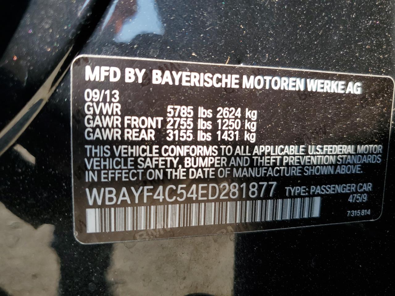 WBAYF4C54ED281877 2014 BMW 740 Lxi