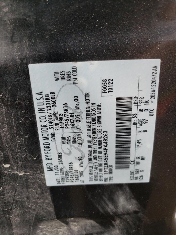 2004 Ford Ranger Super Cab VIN: 1FTZR45E94PA48263 Lot: 64607664