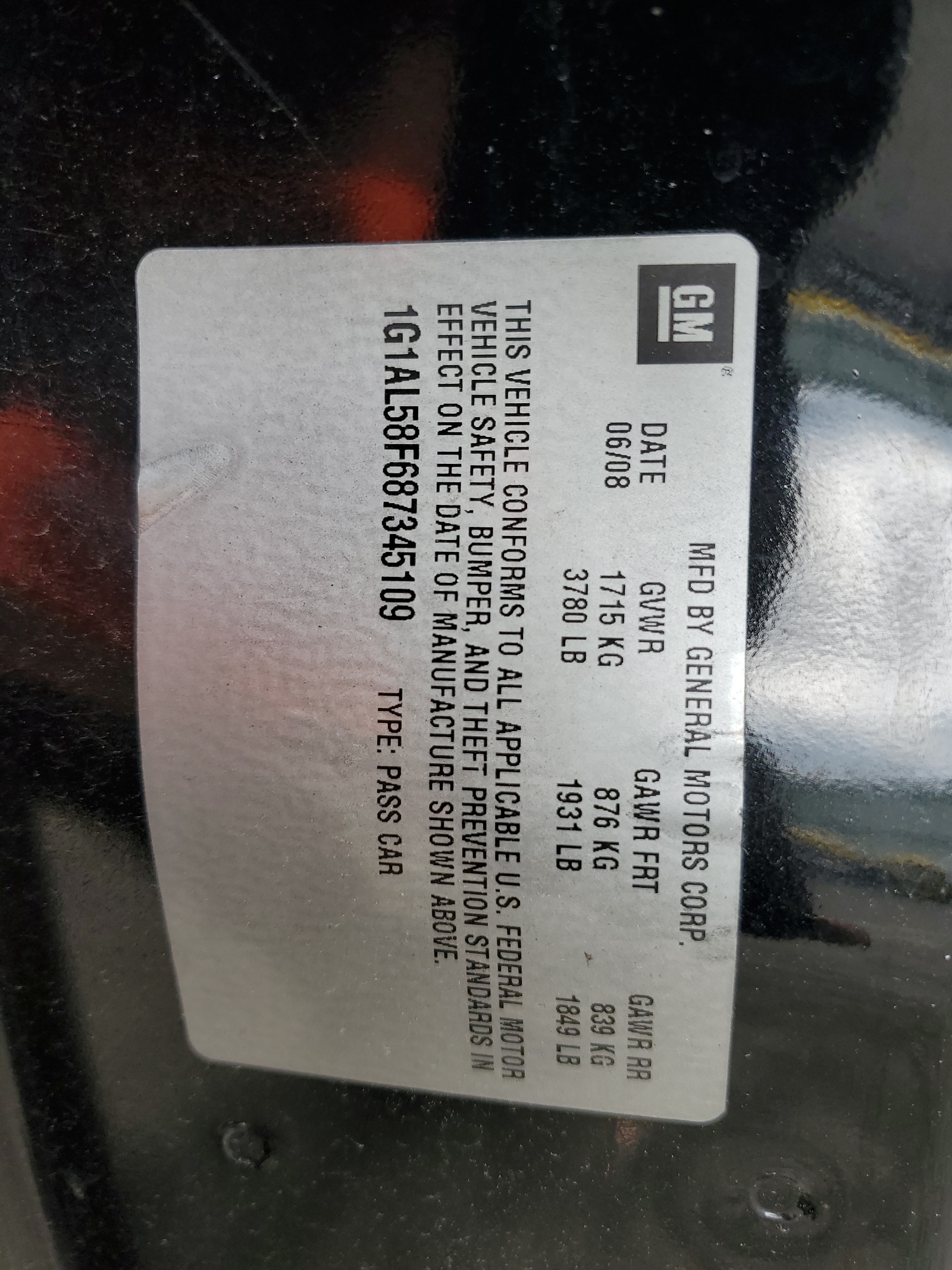 1G1AL58F687345109 2008 Chevrolet Cobalt Lt