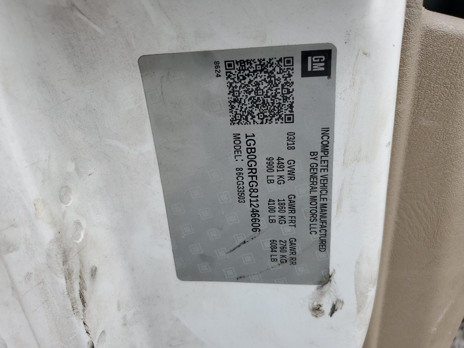 1GB0GRFG8J1246606 2018 Chevrolet Express G3500