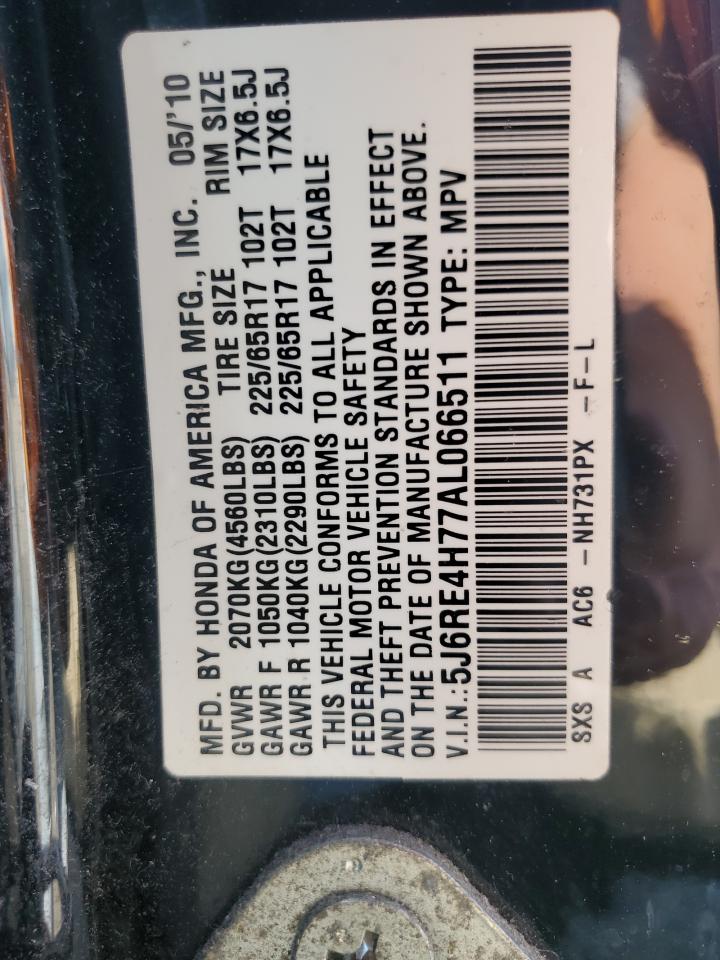 2010 Honda Cr-V Lx VIN: 6J6RE4H77AL066511 Lot: 64460554