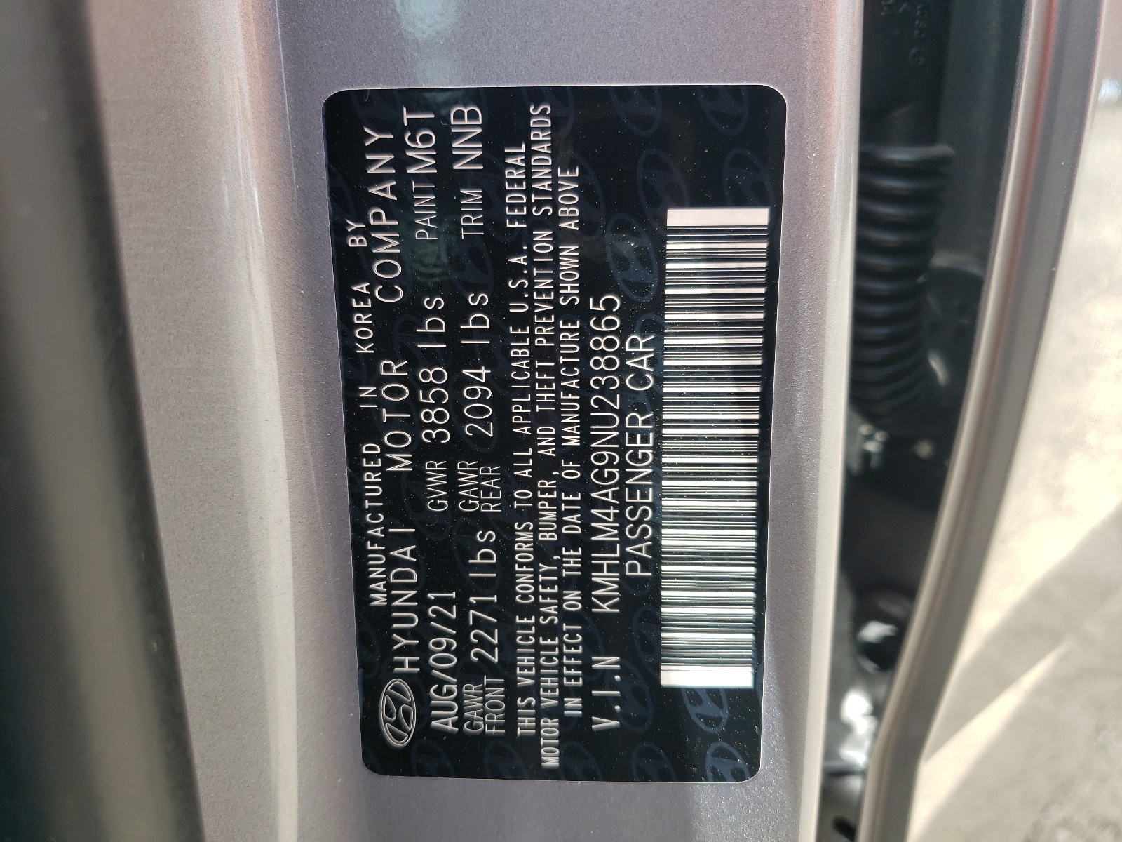 KMHLM4AG9NU238865 2022 Hyundai Elantra Sel