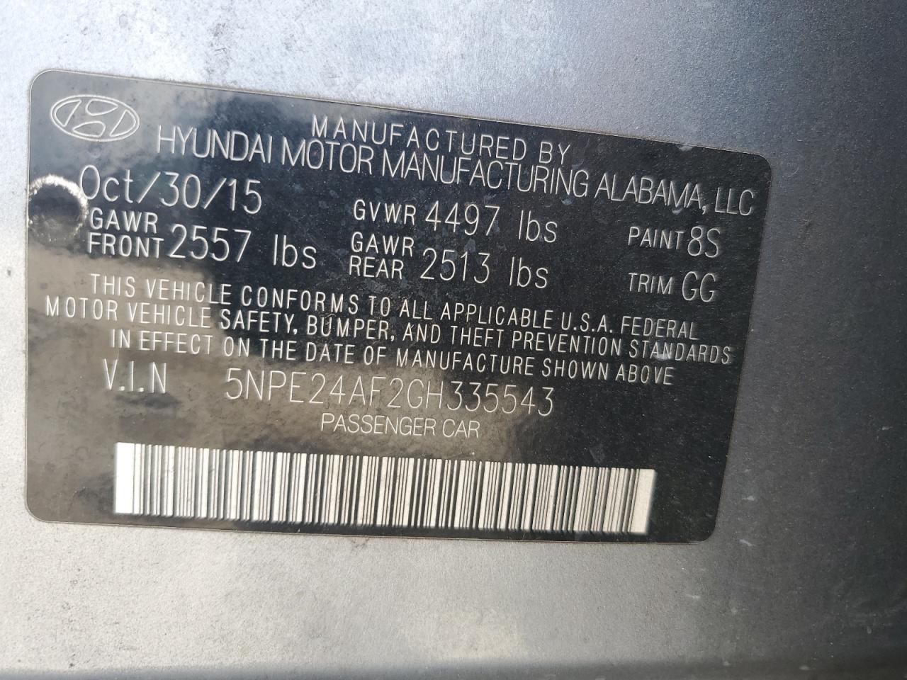 5NPE24AF2GH335543 2016 HYUNDAI SONATA - Image 12