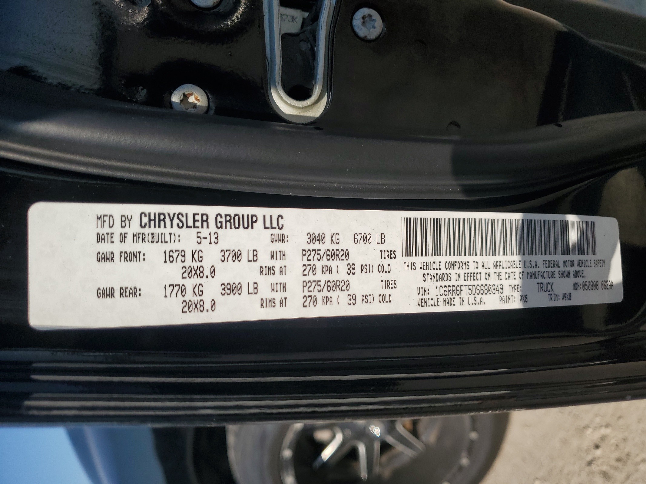 1C6RR6FT5DS680349 2013 Ram 1500 St