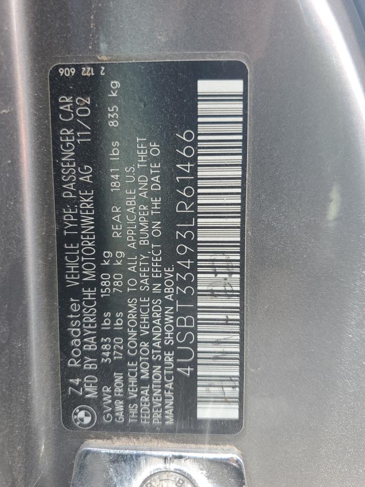 2003 BMW Z4 2.5 VIN: 4USBT33493LR61466 Lot: 65032064
