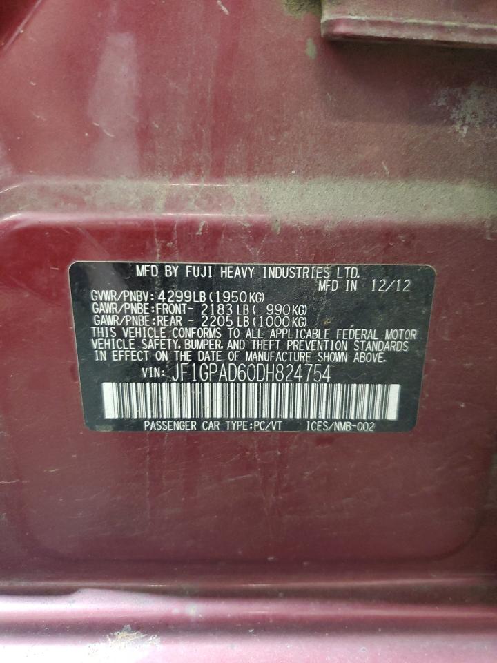 2013 Subaru Impreza Premium VIN: JF1GPAD60DH824754 Lot: 64560014