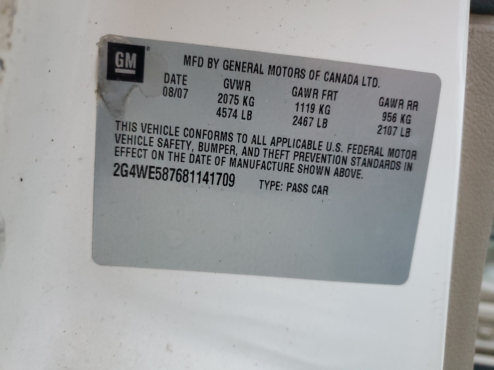 2G4WE587681141709 2008 Buick Lacrosse Cxs