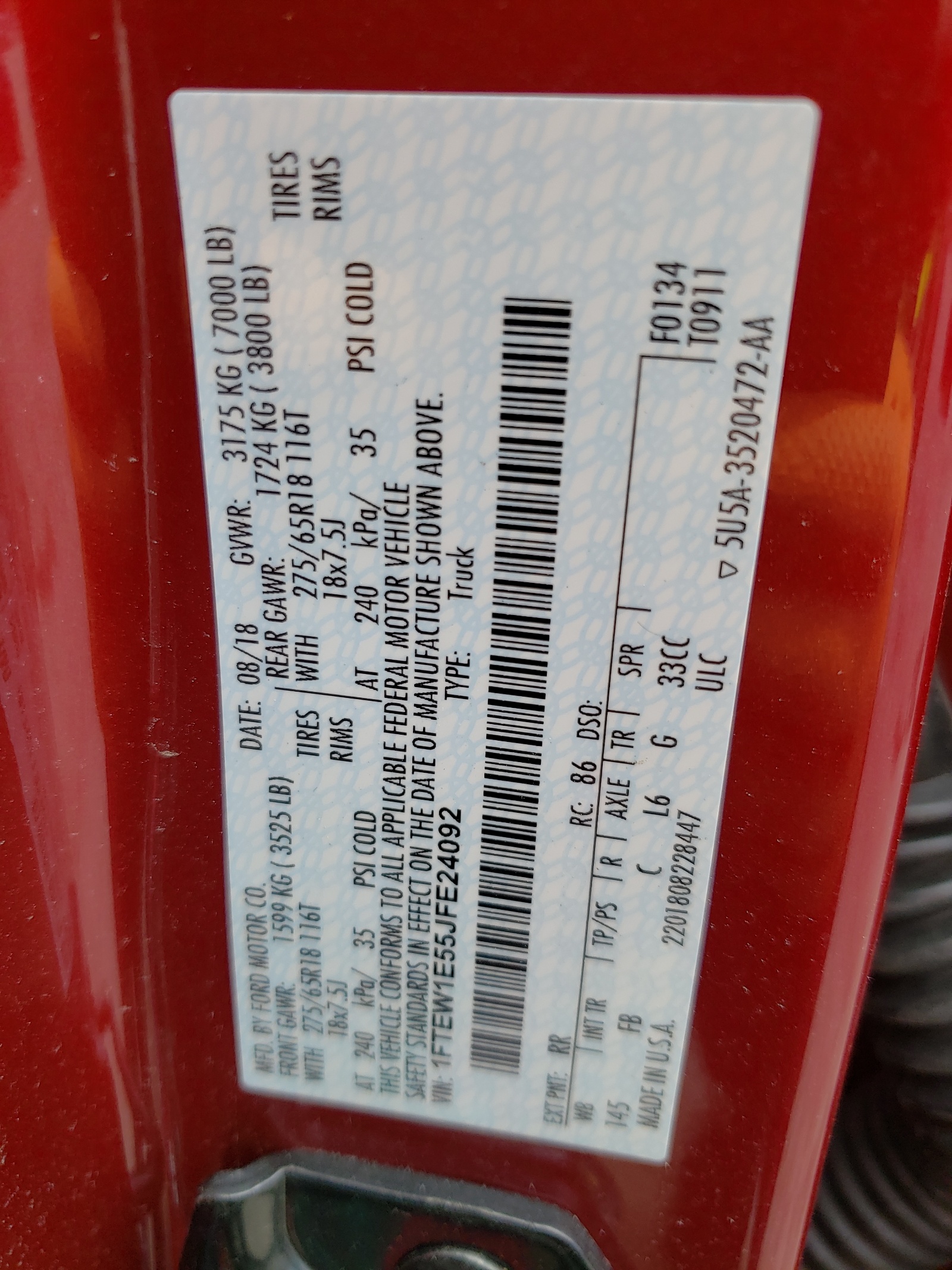 1FTEW1E55JFE24092 2018 Ford F150 Supercrew